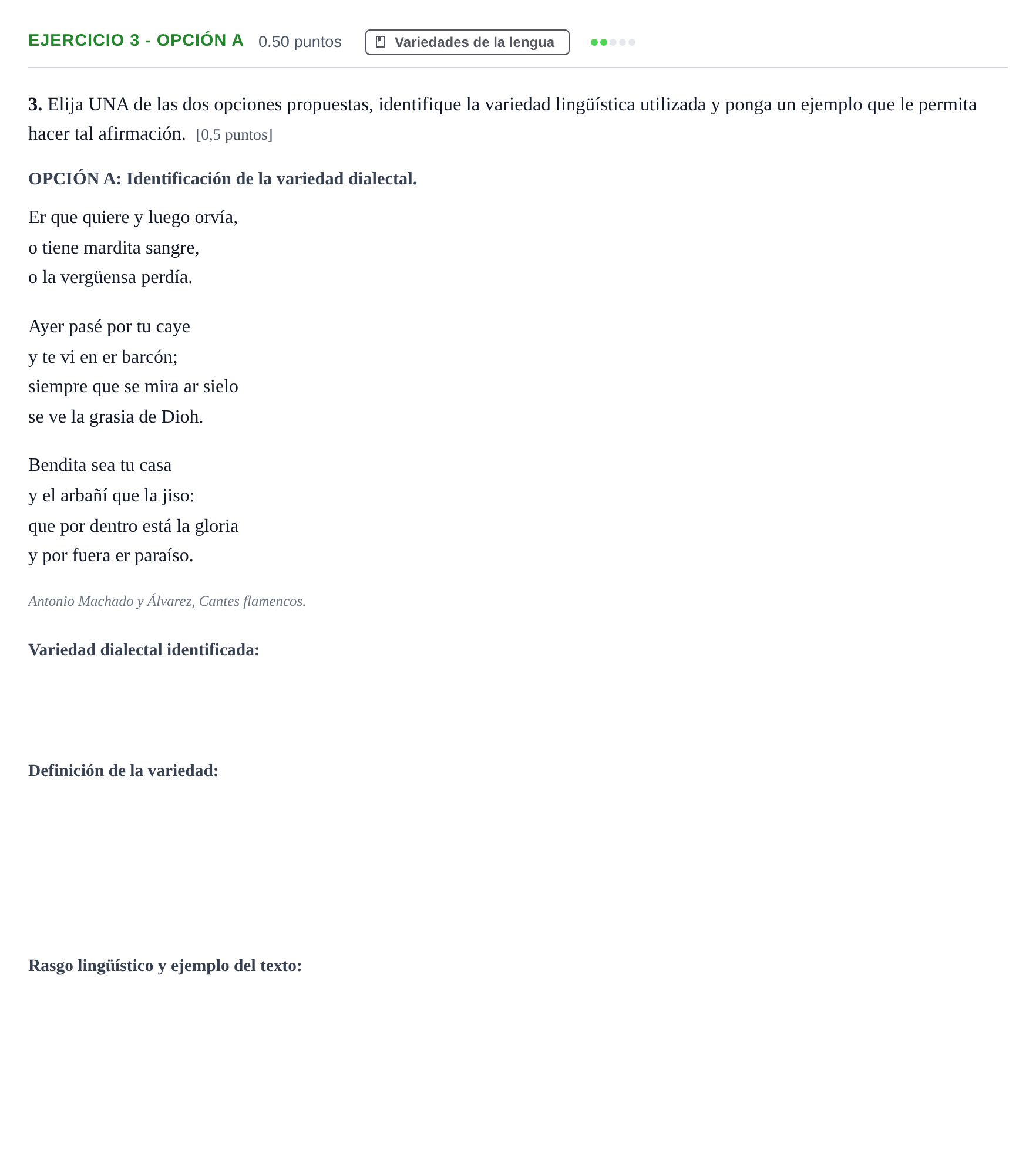Enunciado: Ejercicio 3 - Opción A · Lengua Castellana y Literatura II PAU Castilla-La Mancha Extraordinaria 2026