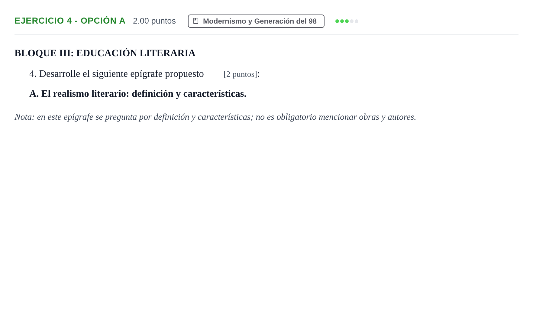 Enunciado: Ejercicio 4 - Opción A · Lengua Castellana y Literatura II PAU Castilla-La Mancha Extraordinaria 2026