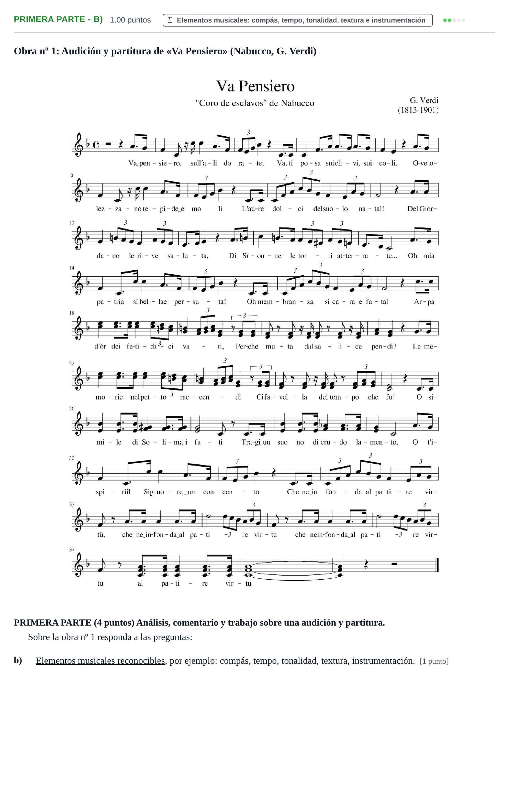 Enunciado: Ejercicio Primera Parte - b) · Coro y Técnica Vocal PAU Castilla-La Mancha Extraordinaria 2026
