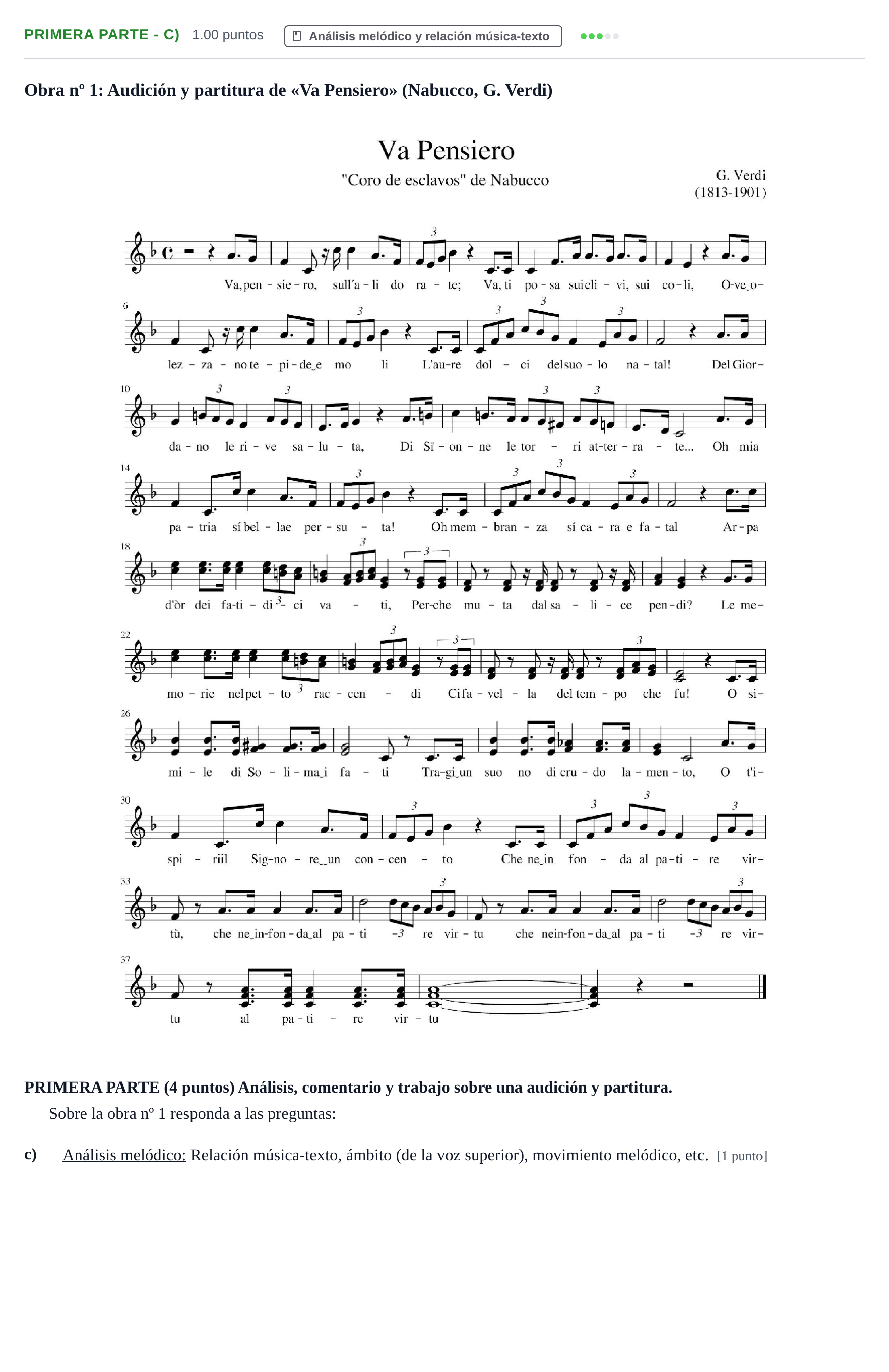 Enunciado: Ejercicio Primera Parte - c) · Coro y Técnica Vocal PAU Castilla-La Mancha Extraordinaria 2026
