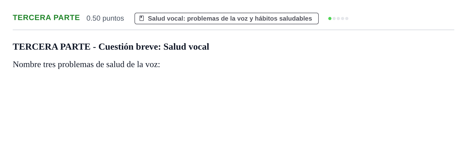 Enunciado: Ejercicio Tercera Parte - Salud vocal · Coro y Técnica Vocal PAU Castilla-La Mancha Extraordinaria 2026