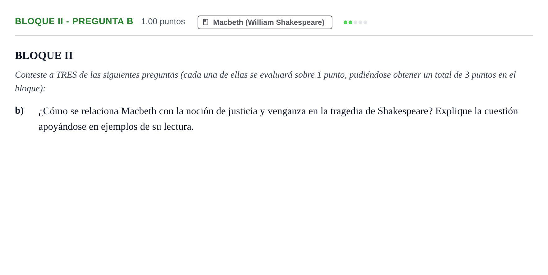Enunciado: Bloque II - Pregunta b · Literatura Dramática PAU Castilla-La Mancha Extraordinaria 2026