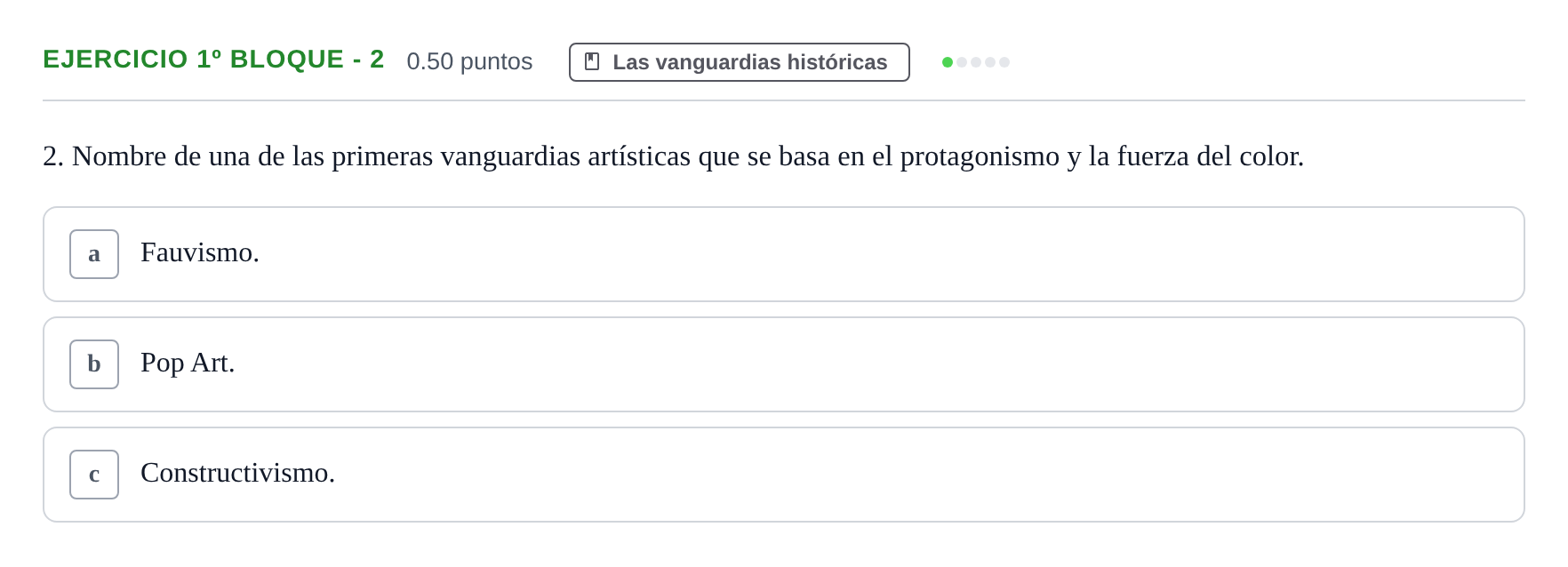 Enunciado: Ejercicio 1º Bloque - 2 · Movimientos Culturales y Artísticos PAU Castilla-La Mancha Extraordinaria 2026