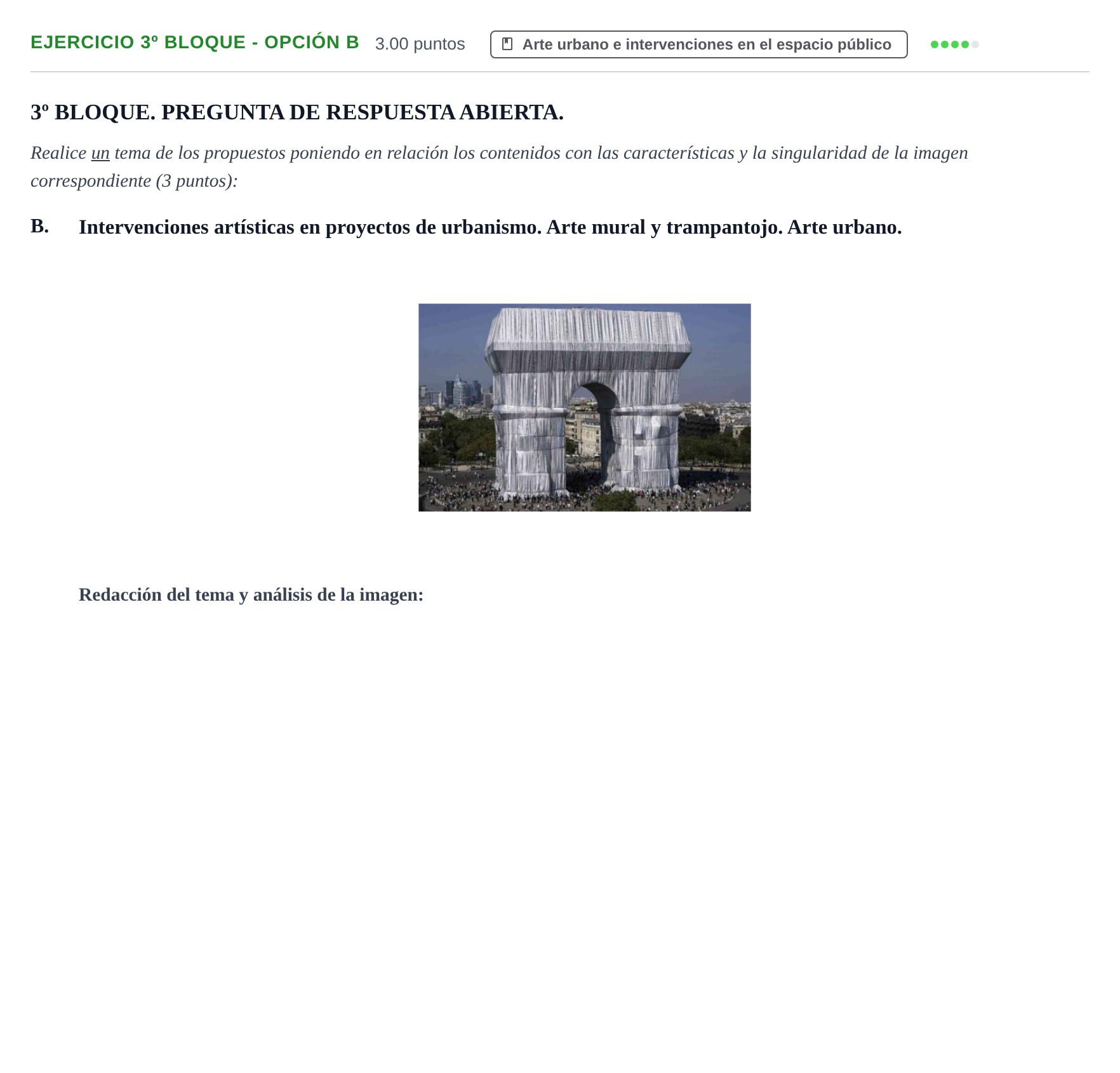 Enunciado: Ejercicio 3º Bloque - Opción B · Movimientos Culturales y Artísticos PAU Castilla-La Mancha Extraordinaria 2026