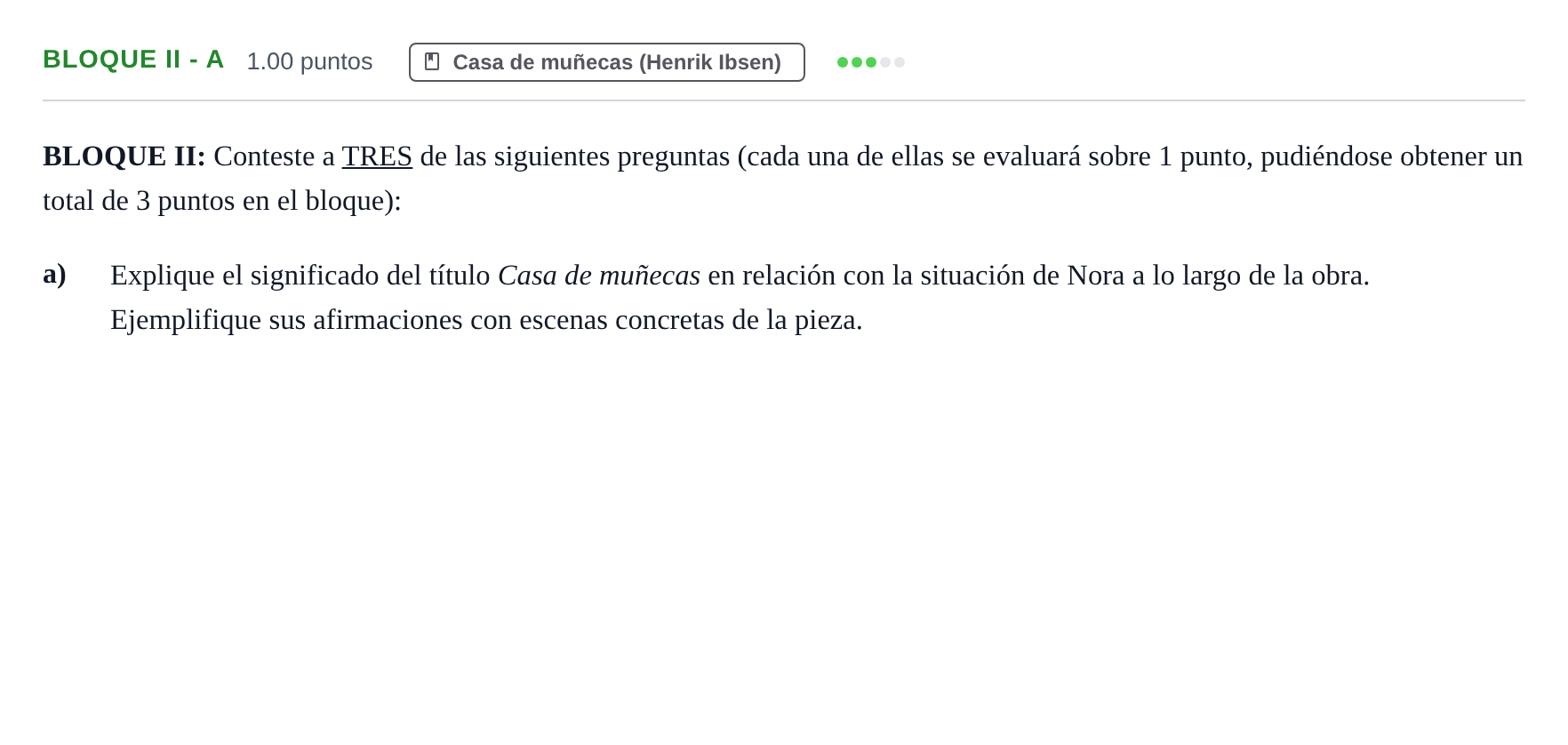 Enunciado: Bloque II - a · Literatura Dramática PAU Castilla-La Mancha Ordinaria 2026