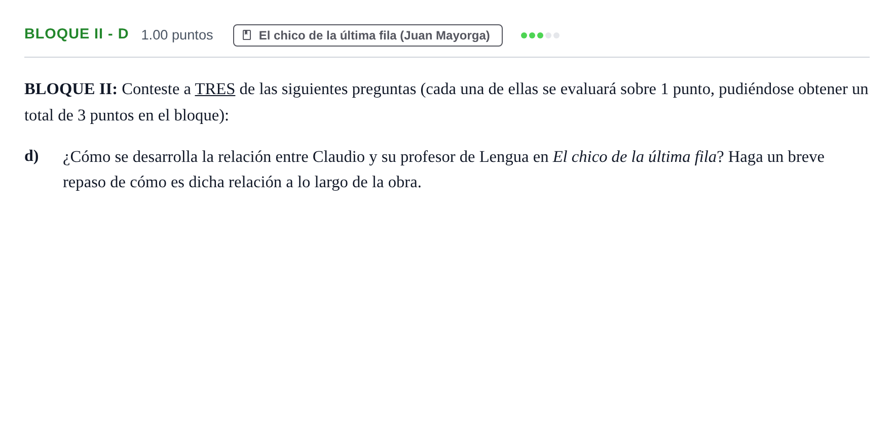 Enunciado: Bloque II - d · Literatura Dramática PAU Castilla-La Mancha Ordinaria 2026