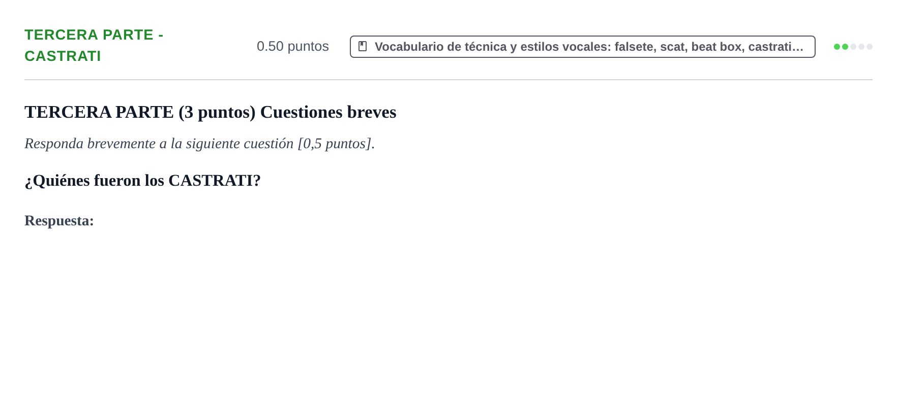 Enunciado: Ejercicio Tercera parte - Castrati · Coro y Técnica Vocal PAU Castilla-La Mancha Ordinaria 2026