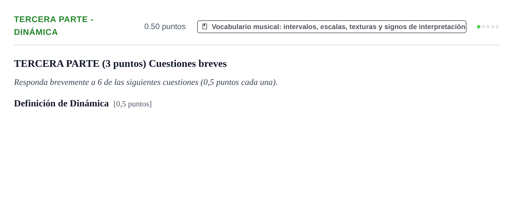 Enunciado: Ejercicio Tercera parte - Dinámica · Coro y Técnica Vocal PAU Castilla-La Mancha Ordinaria 2026