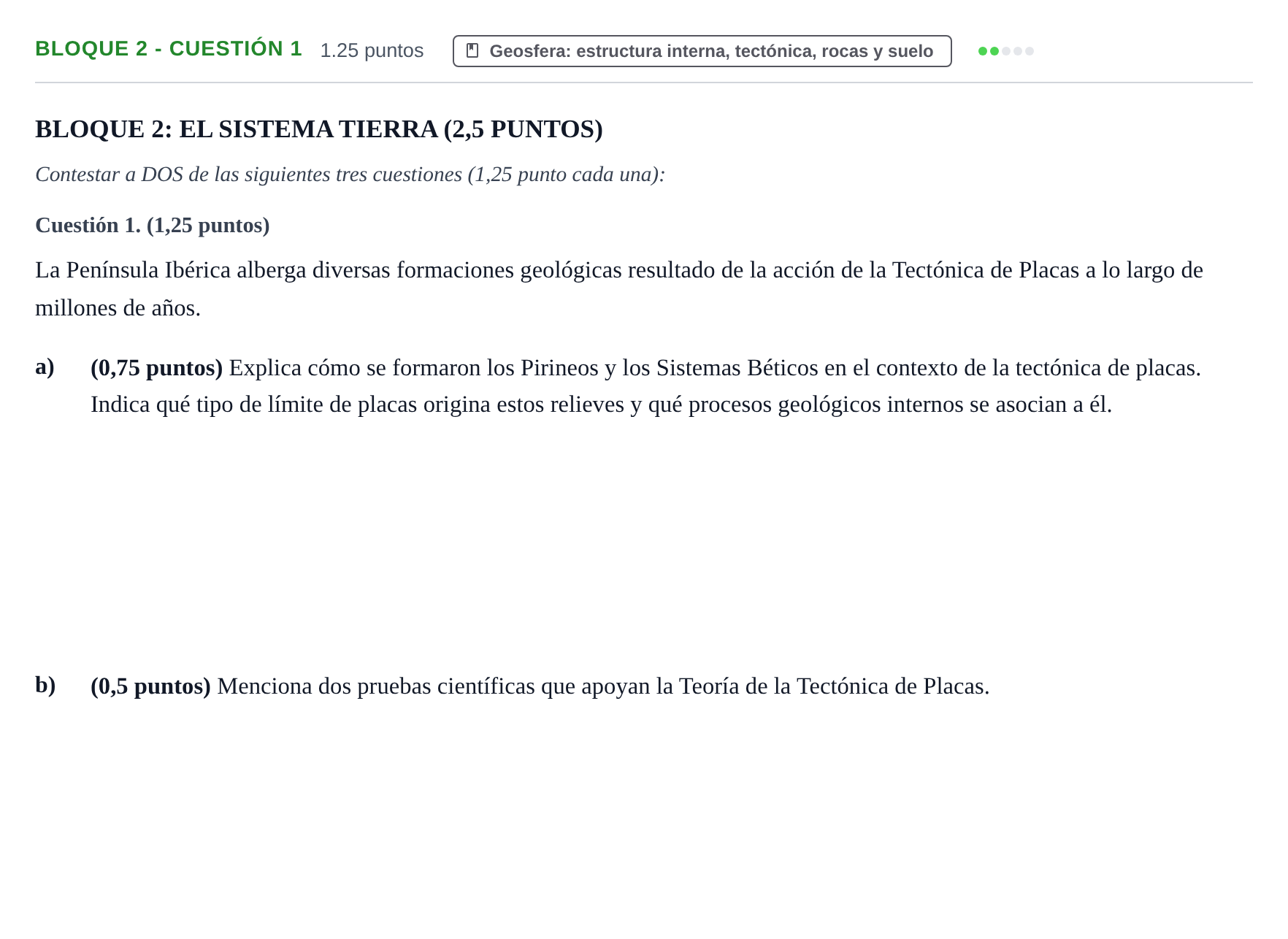 Enunciado: Bloque 2 - Cuestión 1 · Ciencias Generales PAU Castilla-La Mancha Ordinaria 2026