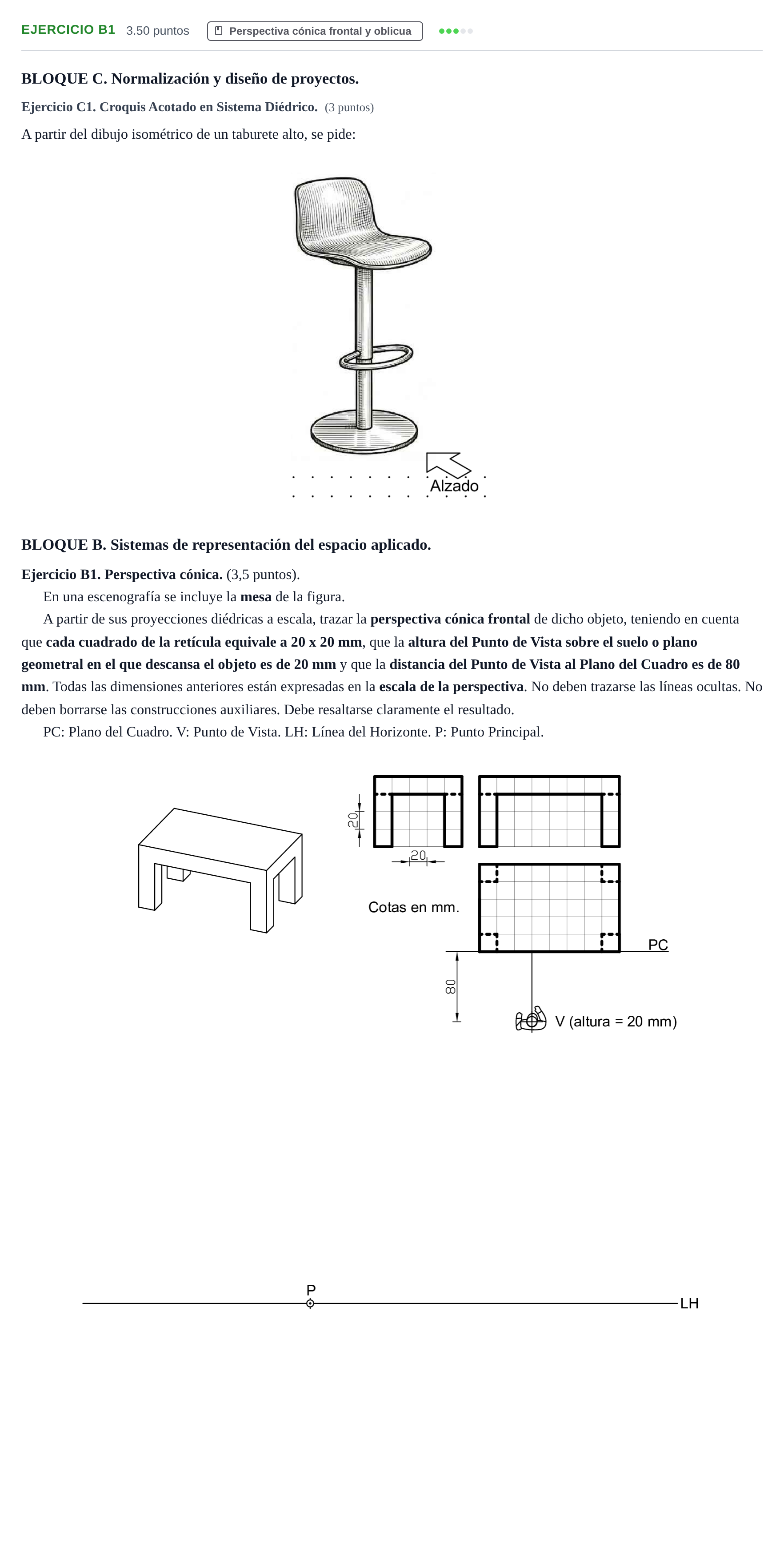 Enunciado: Ejercicio B1 · Dibujo Técnico Aplicado a las Artes Plásticas y al Diseño PAU Castilla-La Mancha Ordinaria 2026