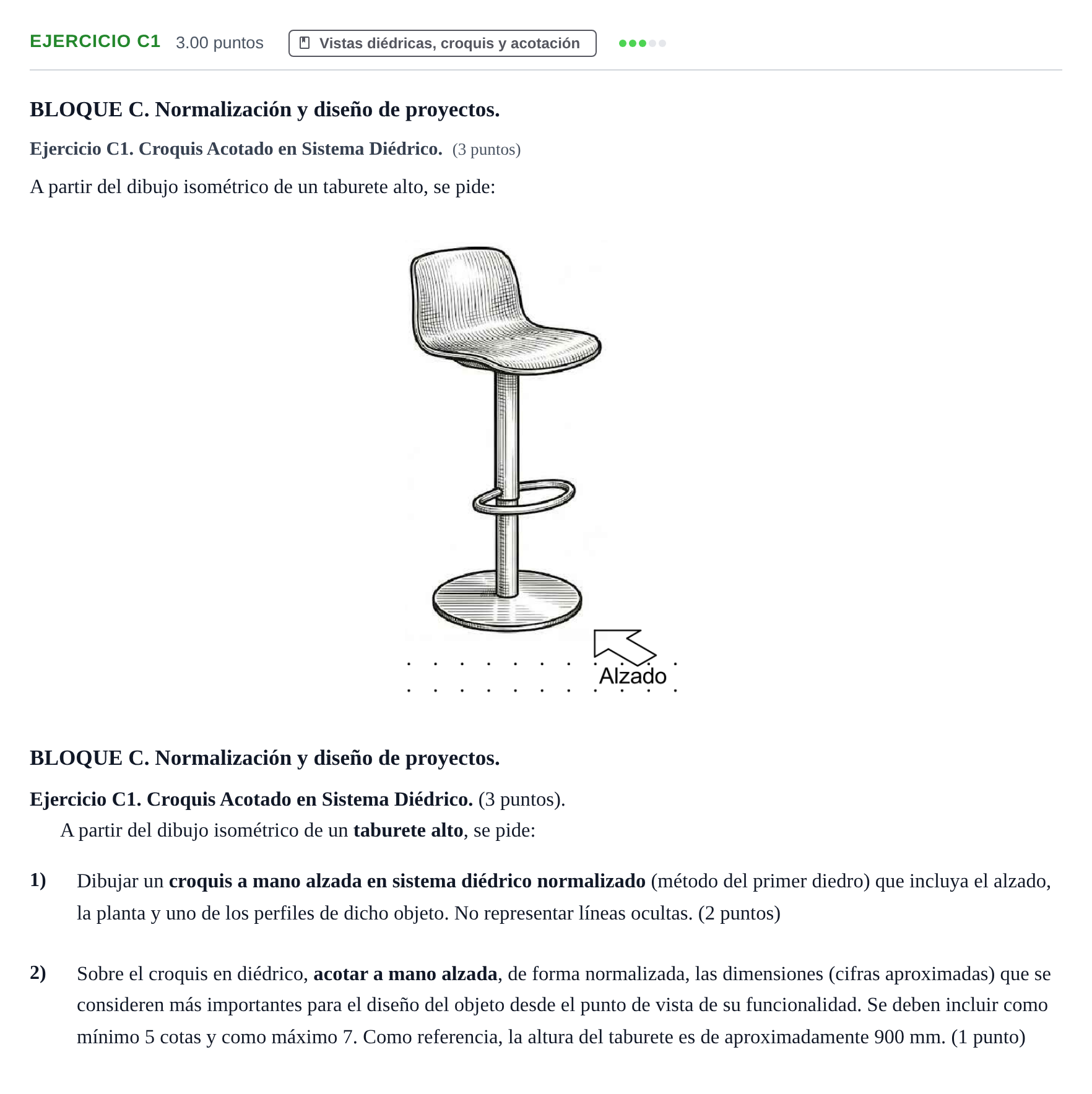 Enunciado: Ejercicio C1 · Dibujo Técnico Aplicado a las Artes Plásticas y al Diseño PAU Castilla-La Mancha Ordinaria 2026