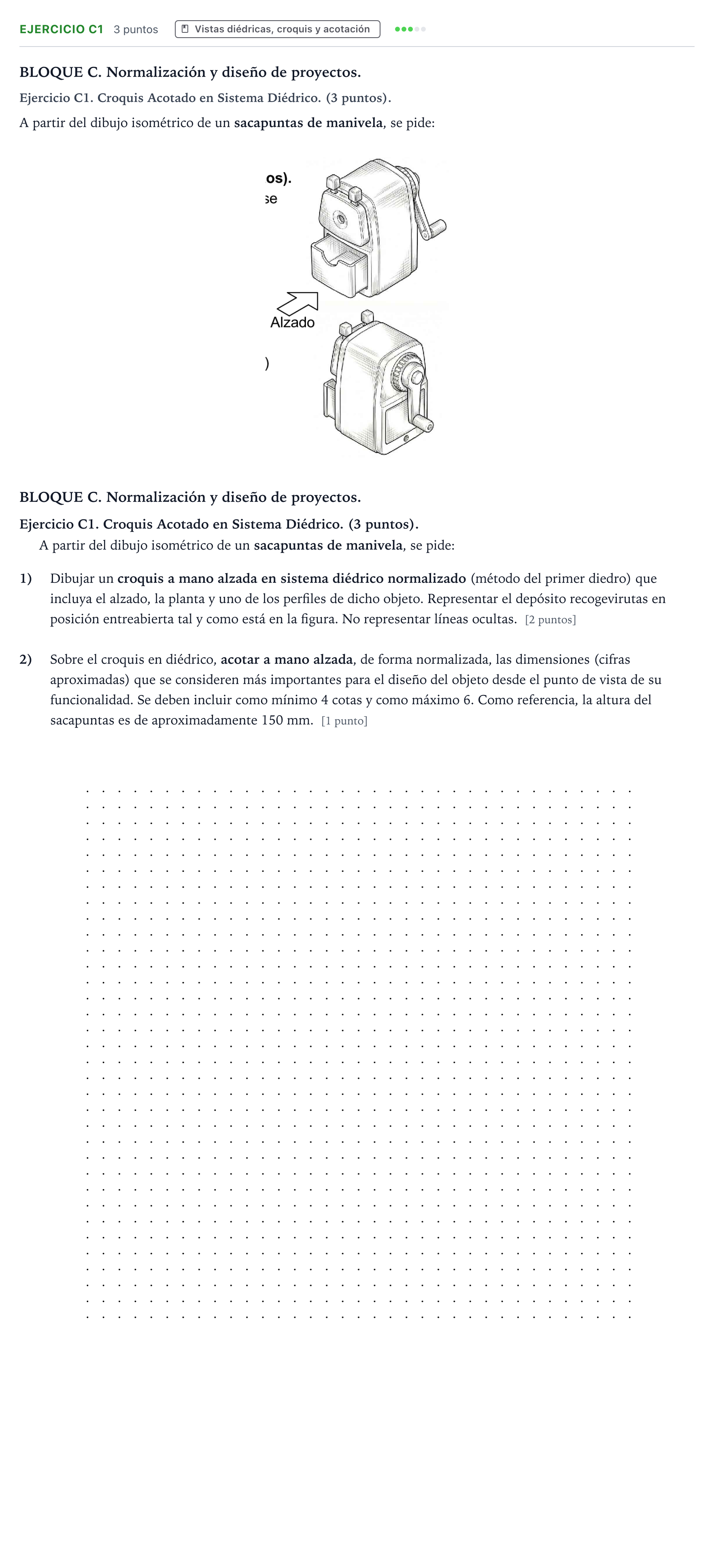 Enunciado: Ejercicio C1 · Dibujo Técnico Aplicado a las Artes Plásticas y al Diseño PAU Castilla-La Mancha Extraordinaria 2026