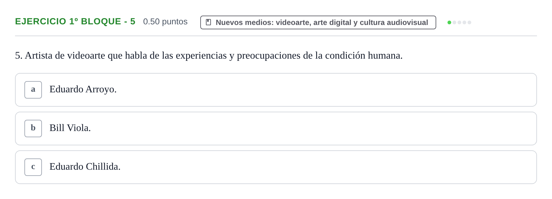 Enunciado: Ejercicio 1º Bloque - 5 · Movimientos Culturales y Artísticos PAU Castilla-La Mancha Ordinaria 2026
