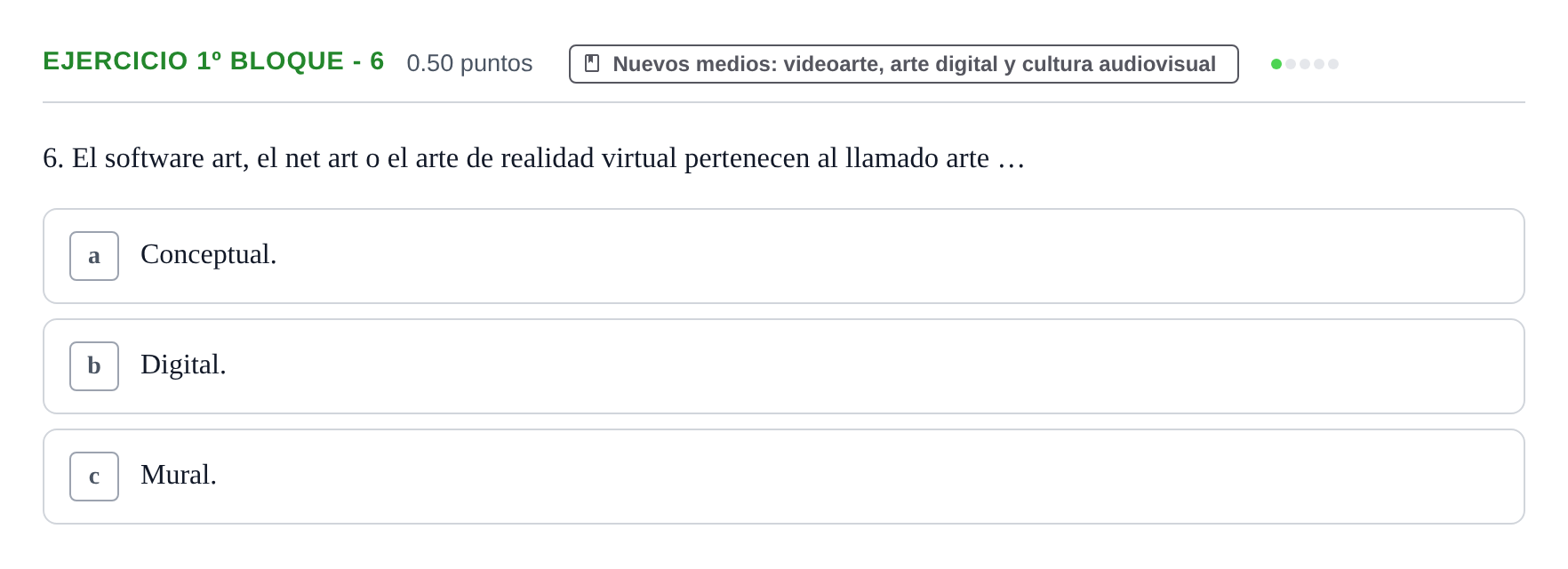 Enunciado: Ejercicio 1º Bloque - 6 · Movimientos Culturales y Artísticos PAU Castilla-La Mancha Ordinaria 2026