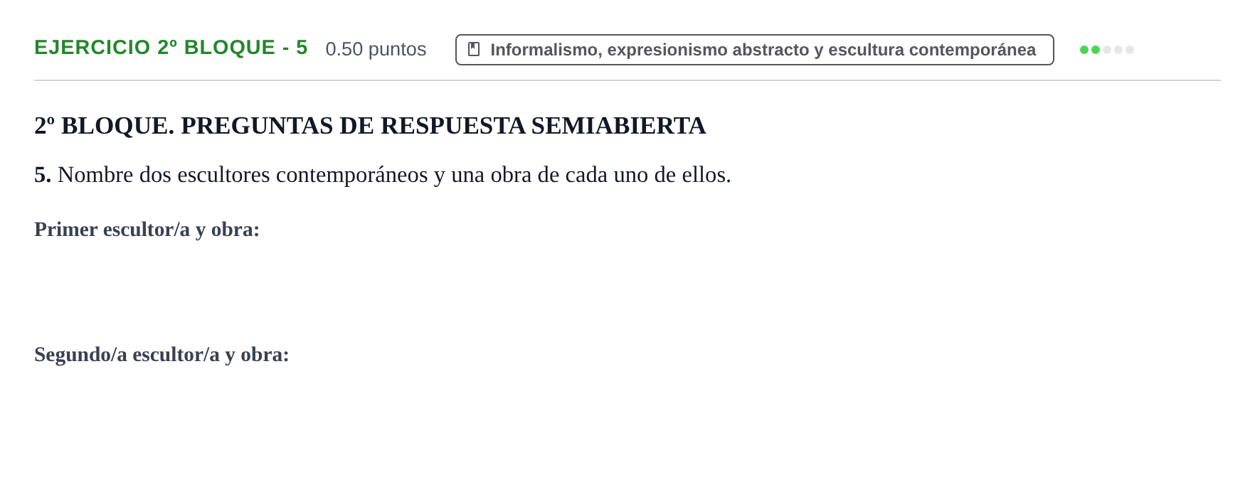 Enunciado: Ejercicio 2º Bloque - 5 · Movimientos Culturales y Artísticos PAU Castilla-La Mancha Ordinaria 2026