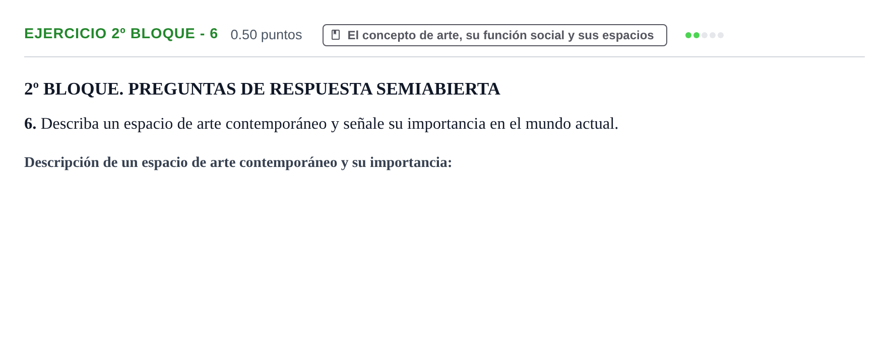 Enunciado: Ejercicio 2º Bloque - 6 · Movimientos Culturales y Artísticos PAU Castilla-La Mancha Ordinaria 2026