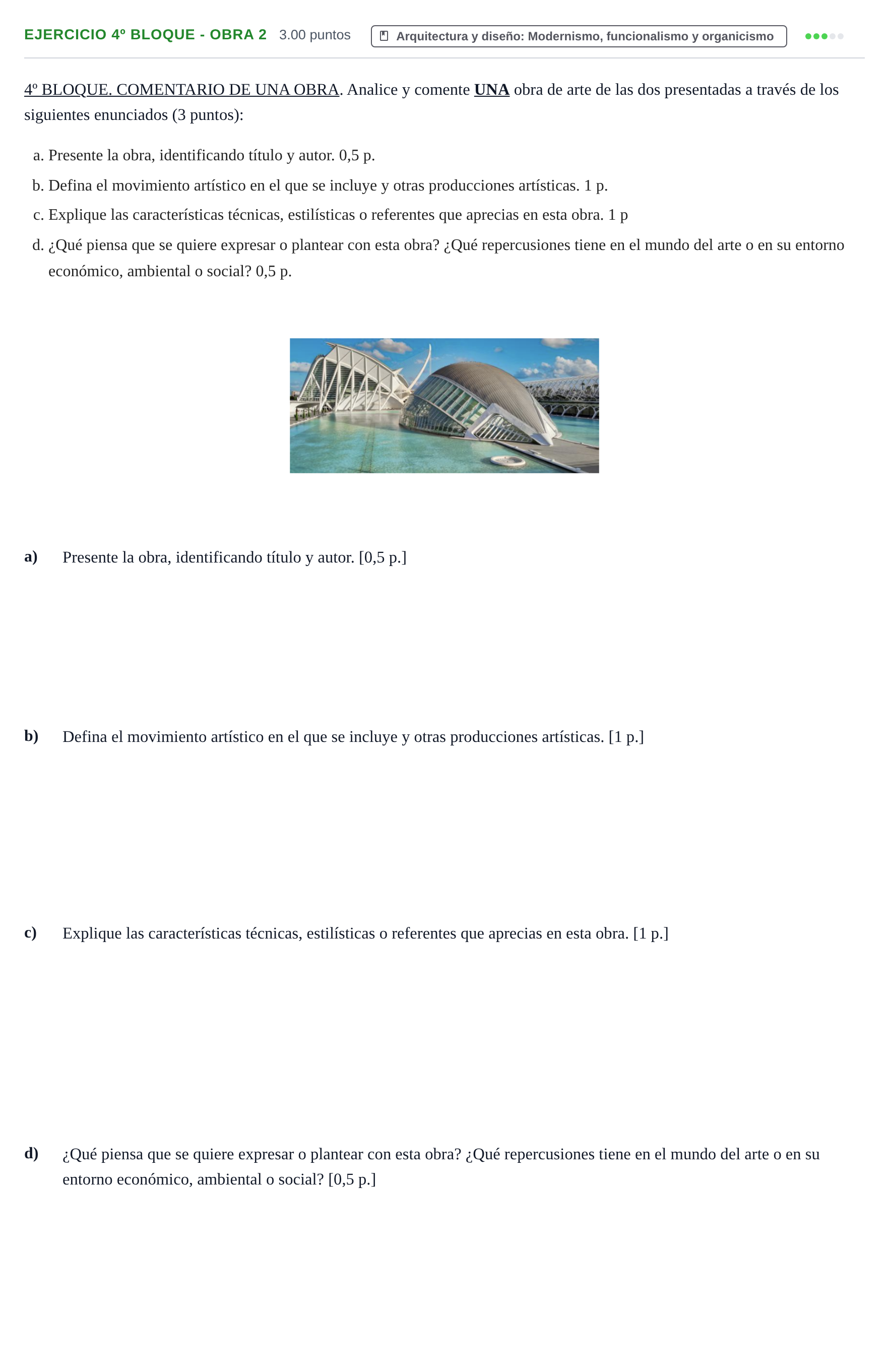 Enunciado: Ejercicio 4º Bloque - Obra 2 · Movimientos Culturales y Artísticos PAU Castilla-La Mancha Ordinaria 2026