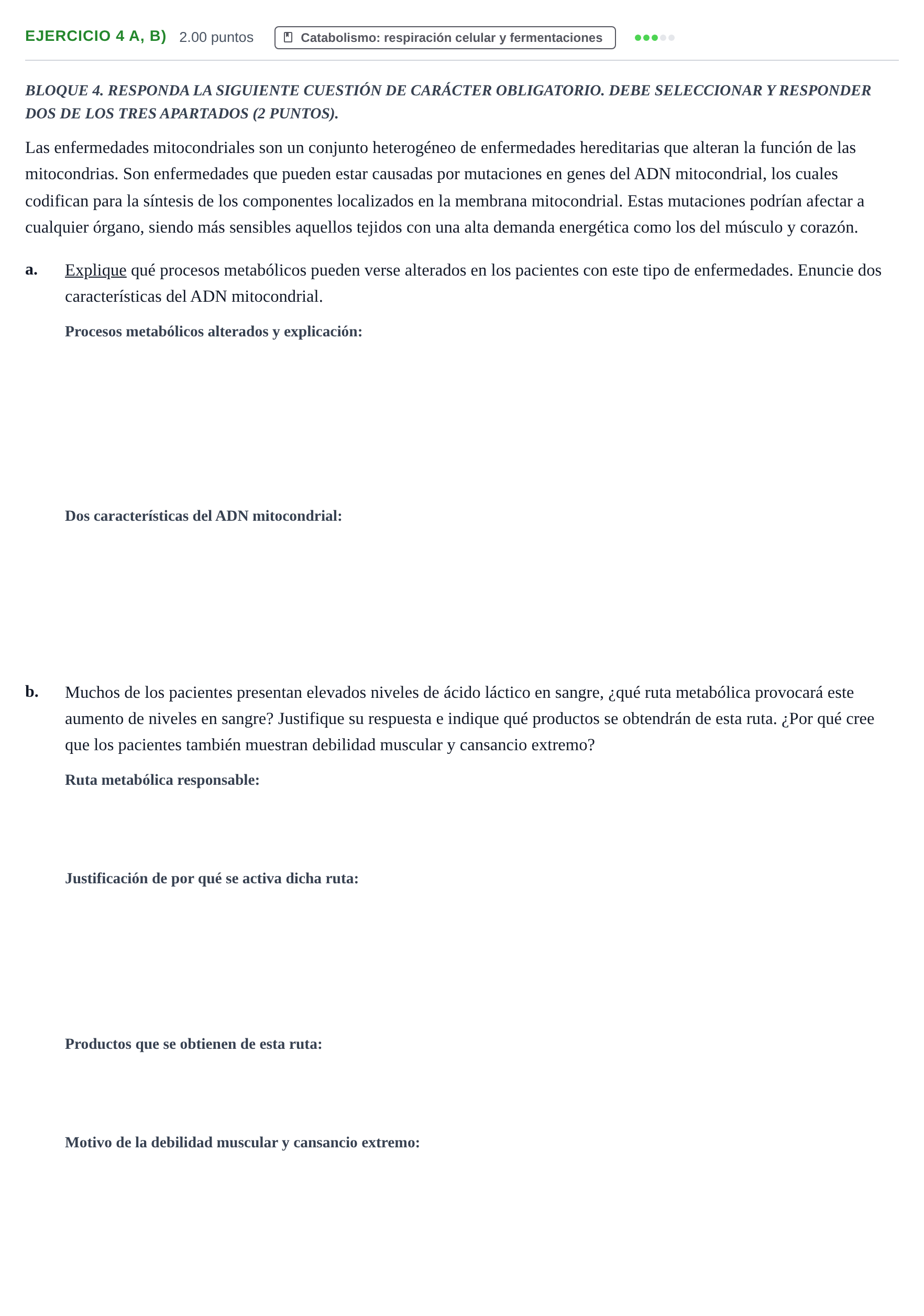 Enunciado: Ejercicio 4 a, b) - Catabolismo · Biología PAU Castilla-La Mancha Extraordinaria 2025