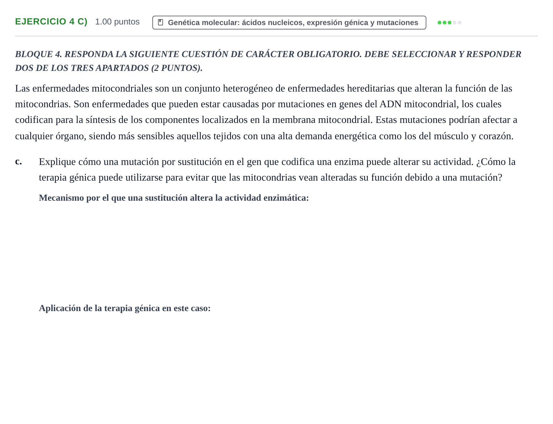 Enunciado: Ejercicio 4 c) - Genética molecular · Biología PAU Castilla-La Mancha Extraordinaria 2025