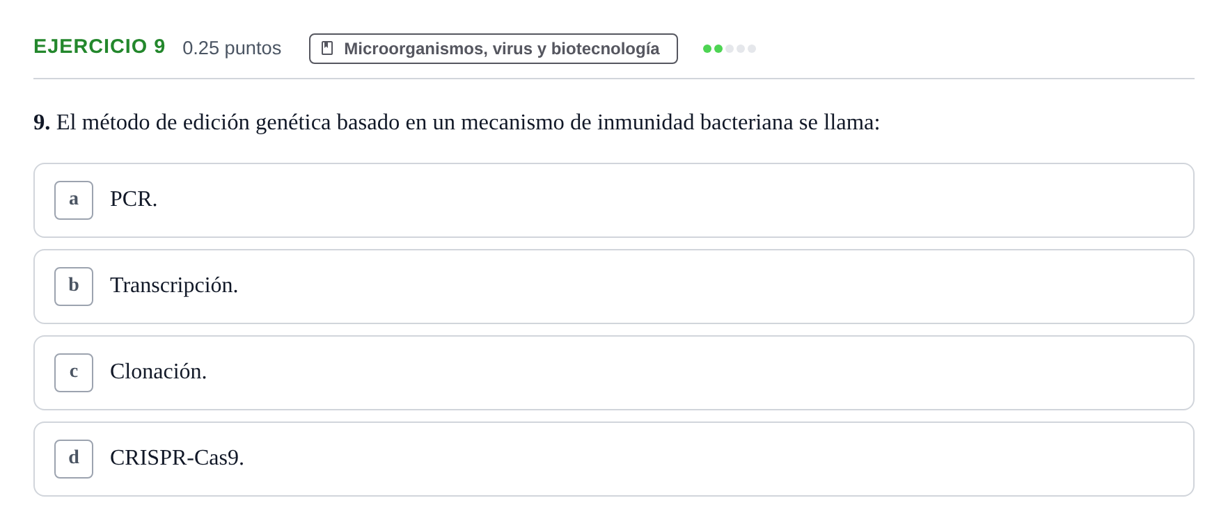 Enunciado: Problema 9 · Biología PAU Castilla-La Mancha Extraordinaria 2025