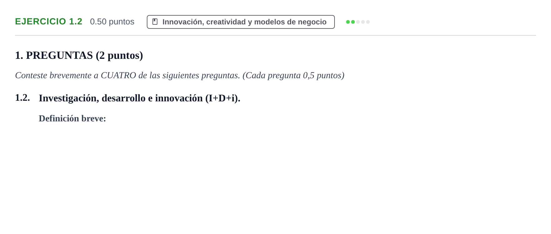 Enunciado: Ejercicio 1.2 · Empresa y Diseño de Modelos de Negocio PAU Castilla-La Mancha Ordinaria 2025