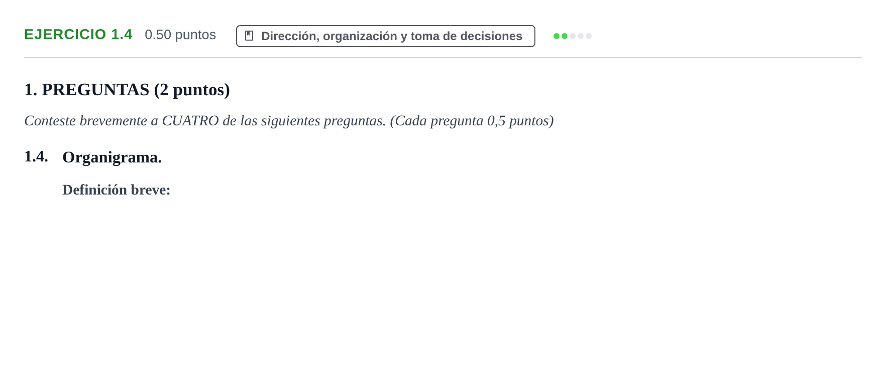 Enunciado: Ejercicio 1.4 · Empresa y Diseño de Modelos de Negocio PAU Castilla-La Mancha Ordinaria 2025