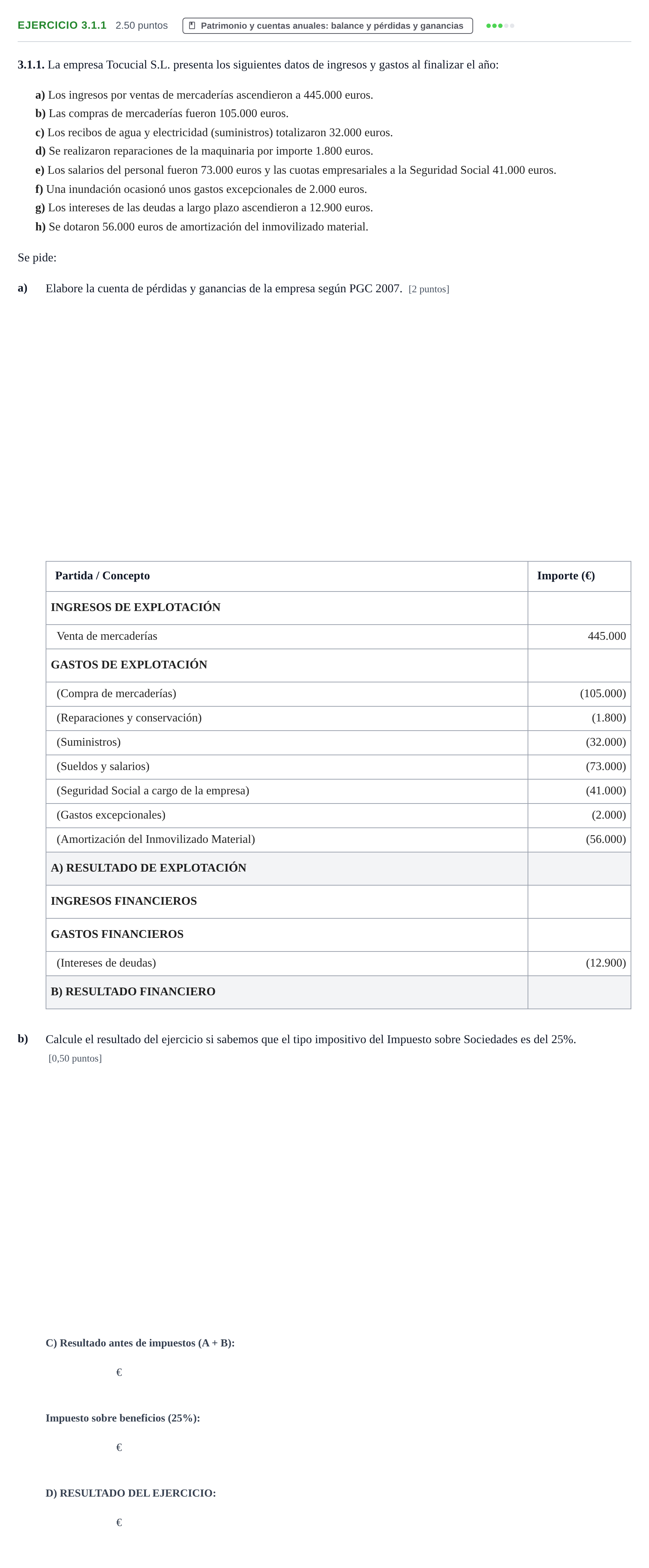 Enunciado: Ejercicio 3.1.1 · Empresa y Diseño de Modelos de Negocio PAU Castilla-La Mancha Ordinaria 2025