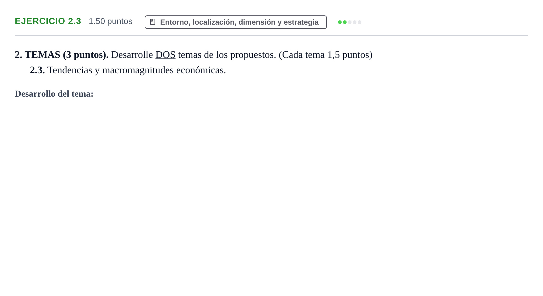 Enunciado: Ejercicio 2.3 · Empresa y Diseño de Modelos de Negocio PAU Castilla-La Mancha Ordinaria 2025