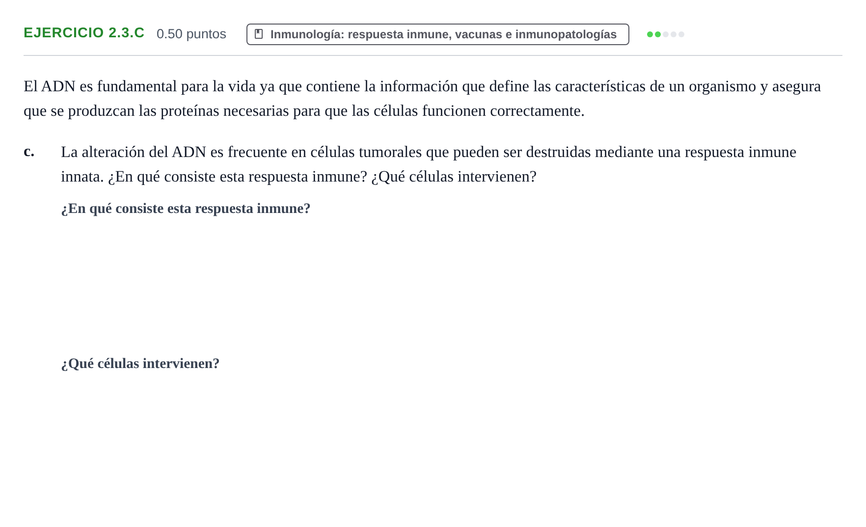 Enunciado: Ejercicio 2.3.c - Inmunología · Biología PAU Castilla-La Mancha Ordinaria 2025