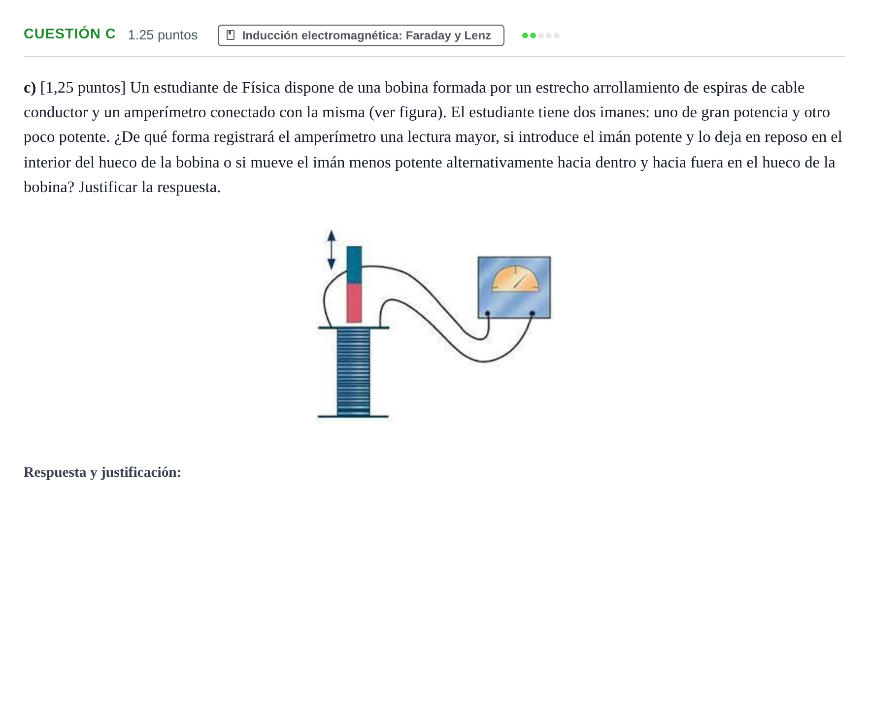 Enunciado: Cuestión c - Inducción electromagnética · Física PAU Castilla-La Mancha Extraordinaria 2025
