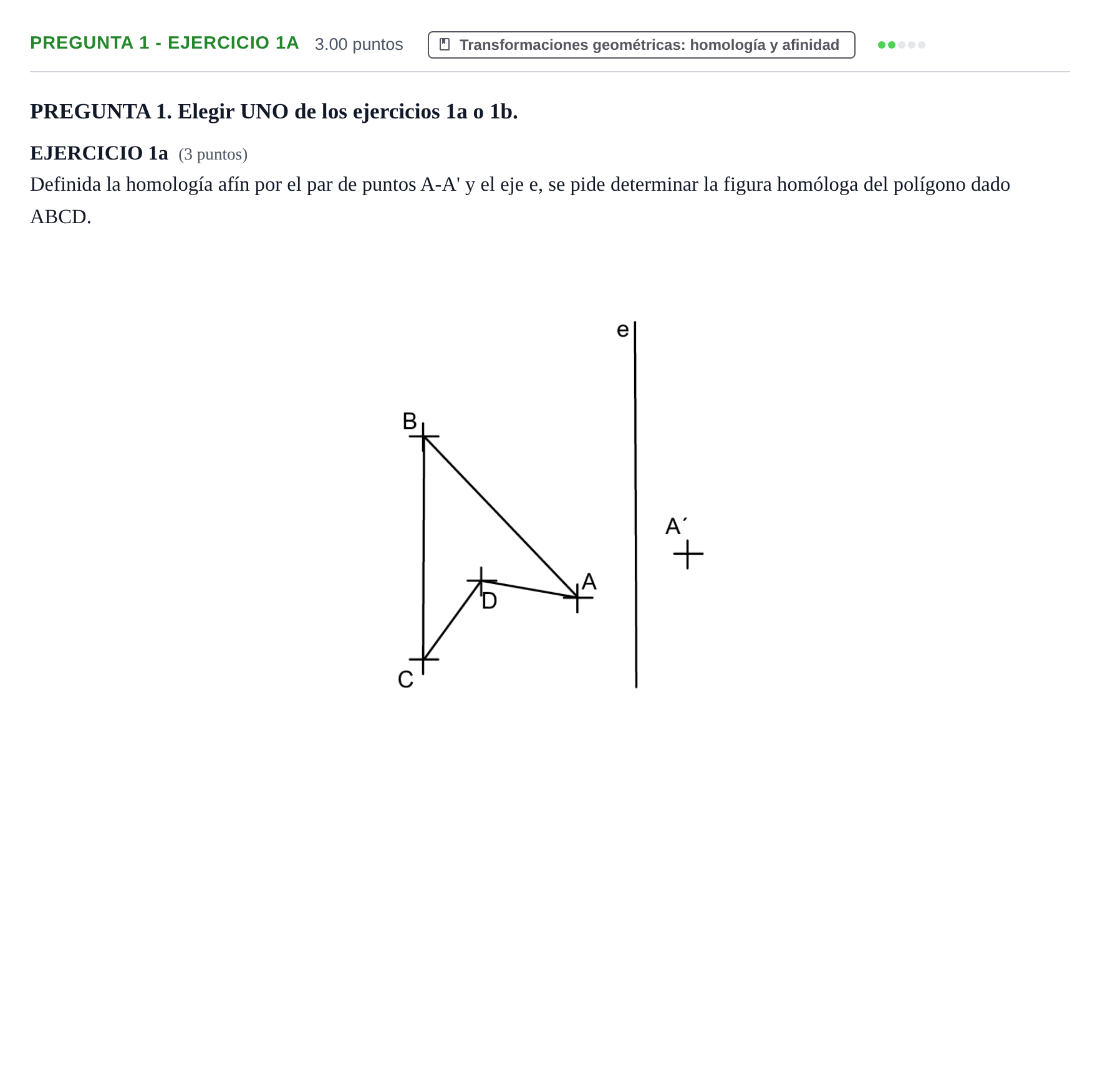 Enunciado: Pregunta 1 - Ejercicio 1a · Dibujo técnico II PAU Castilla-La Mancha Ordinaria 2025