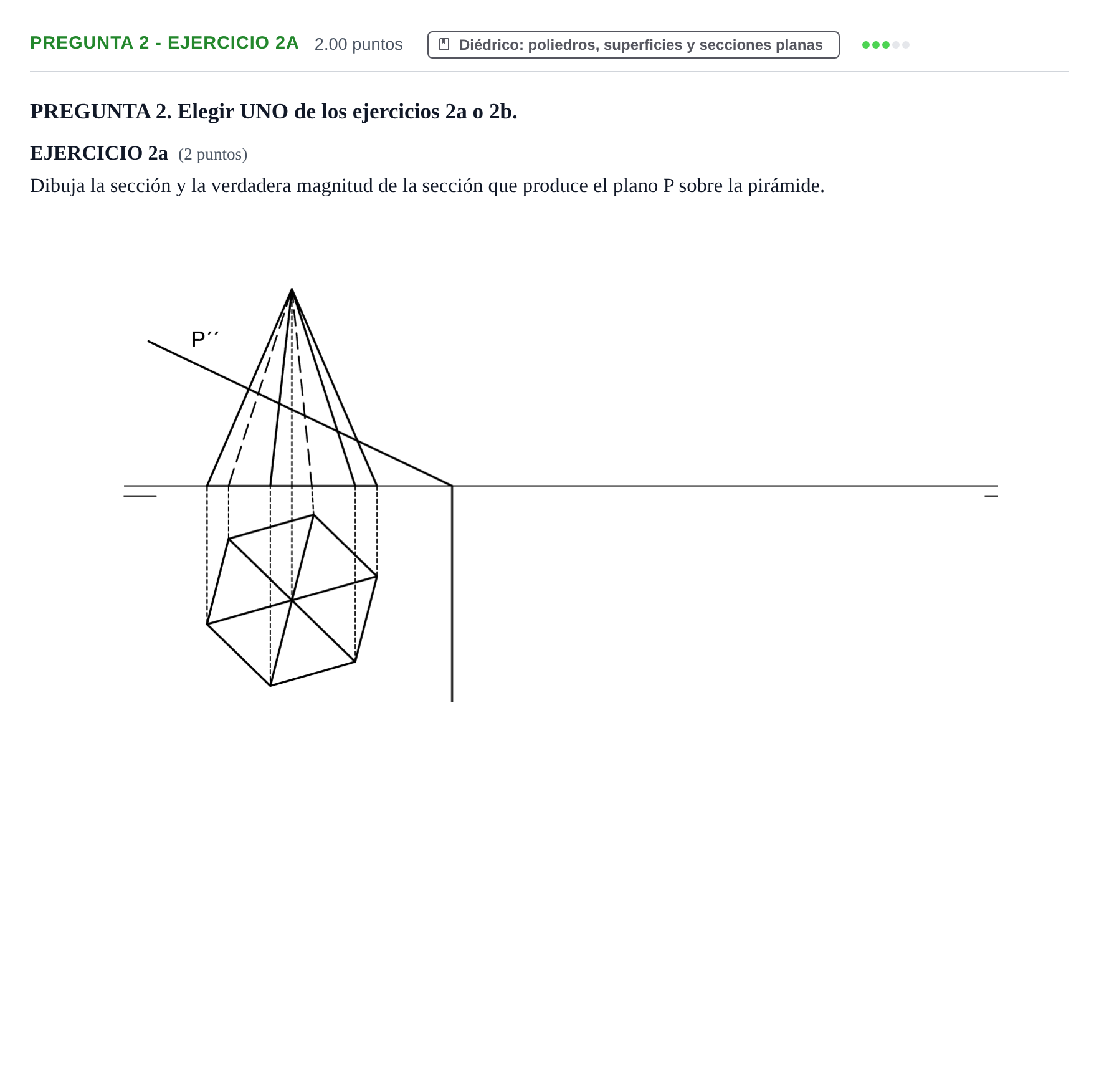 Enunciado: Pregunta 2 - Ejercicio 2a · Dibujo técnico II PAU Castilla-La Mancha Ordinaria 2025