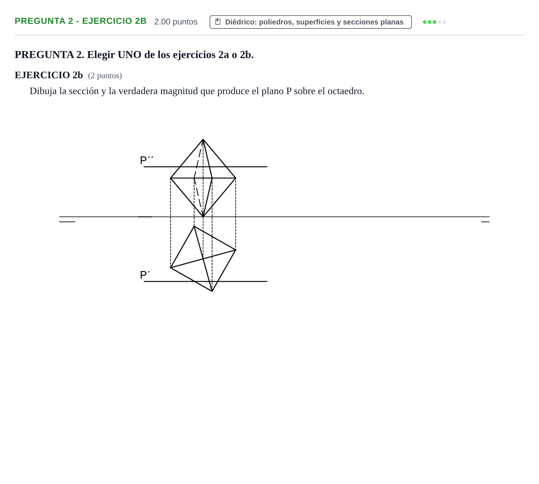 Enunciado: Pregunta 2 - Ejercicio 2b · Dibujo técnico II PAU Castilla-La Mancha Ordinaria 2025