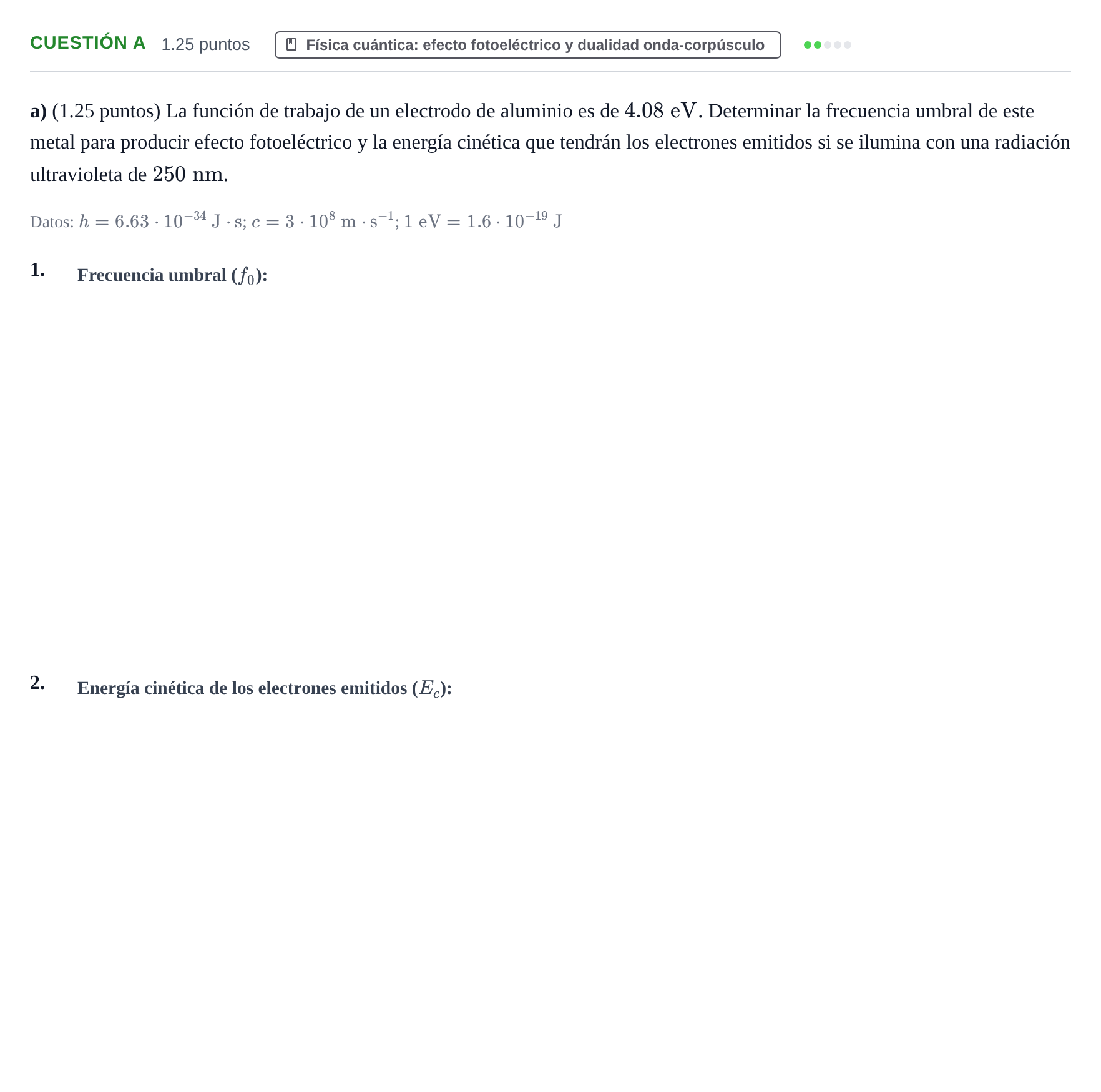 Enunciado: Cuestión a · Física PAU Castilla-La Mancha Ordinaria 2025