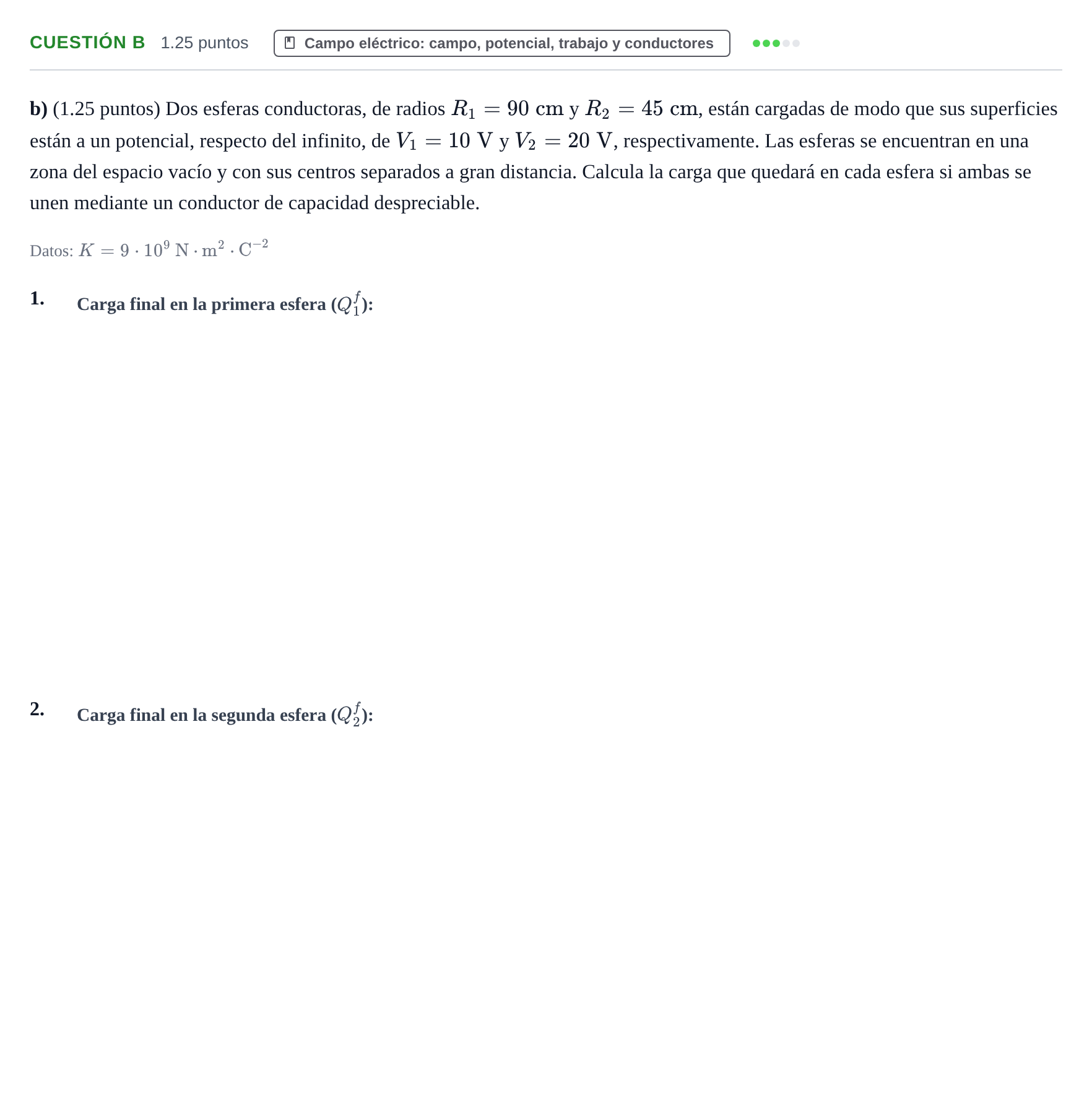 Enunciado: Cuestión b · Física PAU Castilla-La Mancha Ordinaria 2025