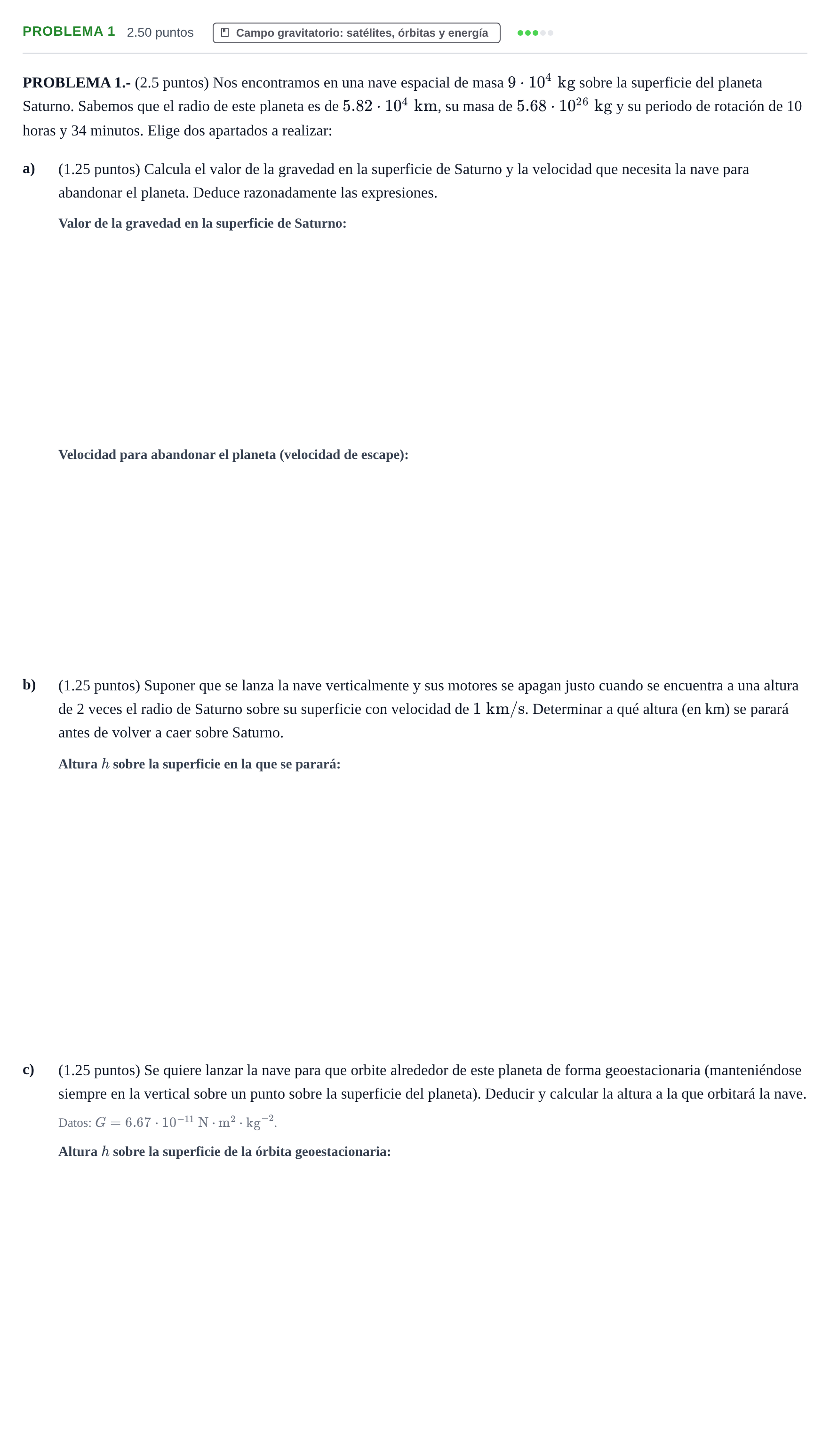 Enunciado: PROBLEMA 1 · Física PAU Castilla-La Mancha Ordinaria 2025