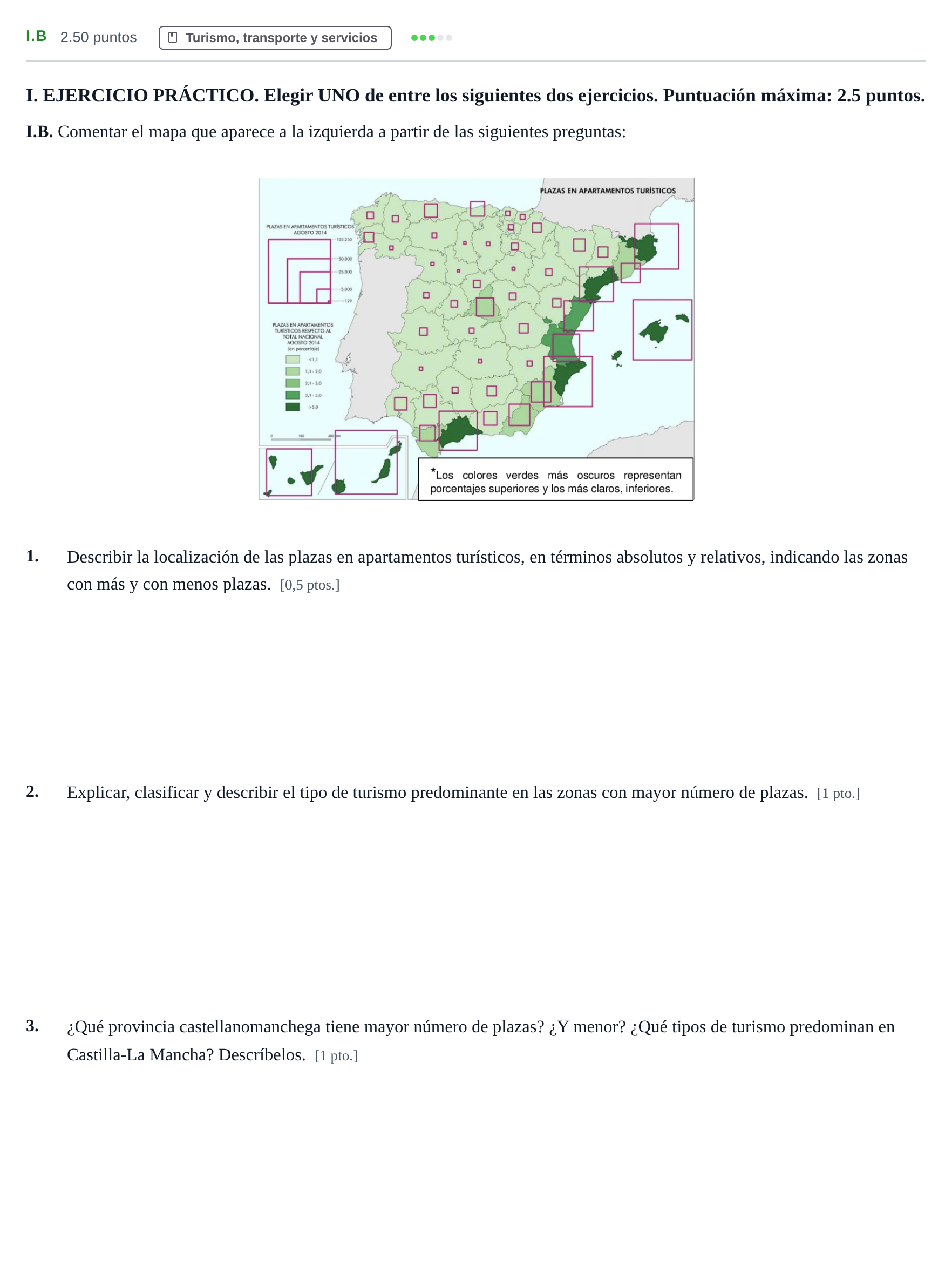 Enunciado: Ejercicio I.B · Geografía PAU Castilla-La Mancha Extraordinaria 2025