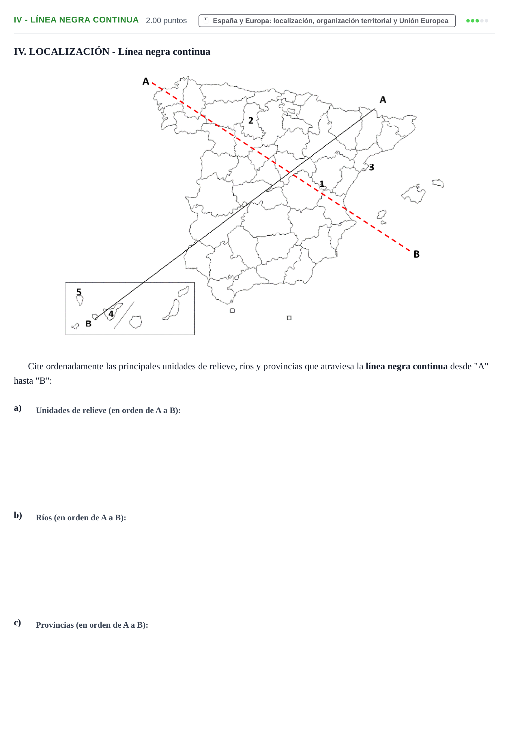 Enunciado: Ejercicio IV - Línea negra continua · Geografía PAU Castilla-La Mancha Extraordinaria 2025