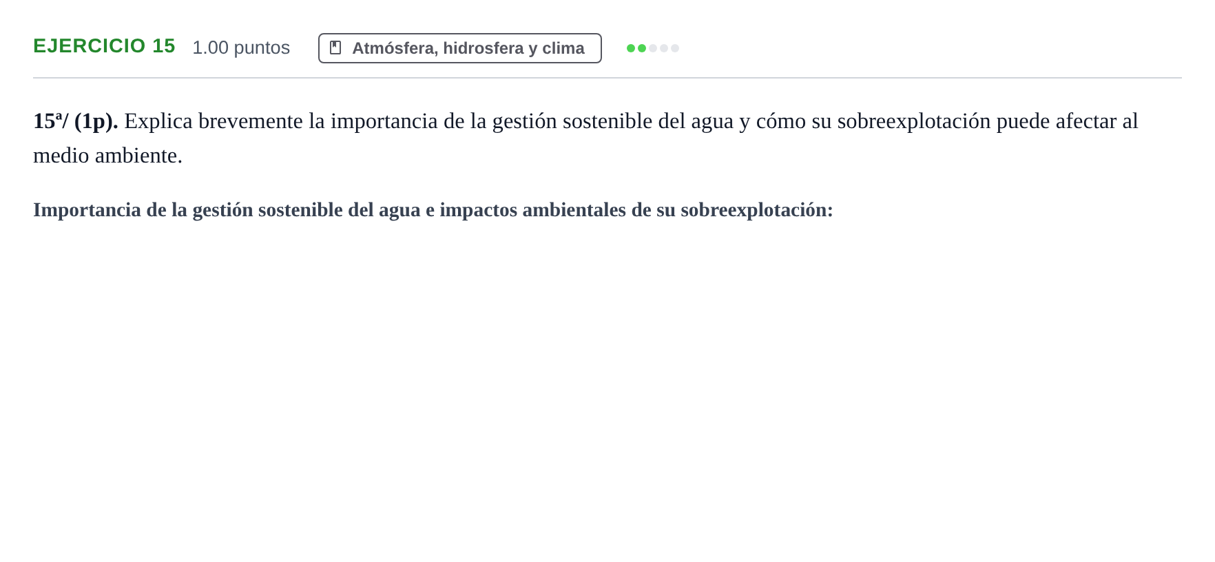 Enunciado: Problema 15 · Geología y Ciencias Ambientales PAU Castilla-La Mancha Extraordinaria 2025