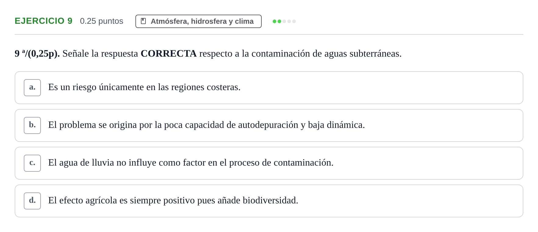 Enunciado: Problema 9 · Geología y Ciencias Ambientales PAU Castilla-La Mancha Extraordinaria 2025