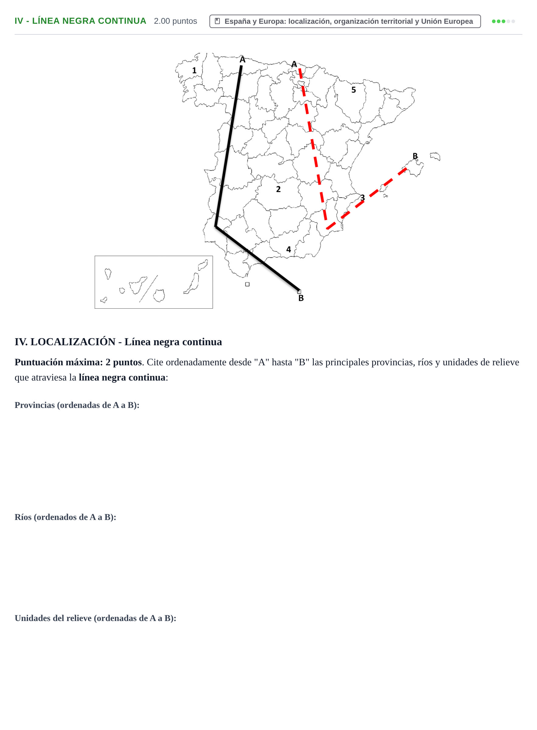 Enunciado: Ejercicio IV - Línea negra continua · Geografía PAU Castilla-La Mancha Ordinaria 2025