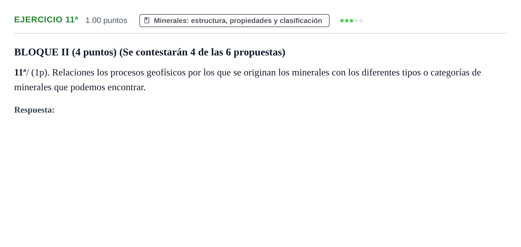 Enunciado: Ejercicio 11ª · Geología y Ciencias Ambientales PAU Castilla-La Mancha Ordinaria 2025