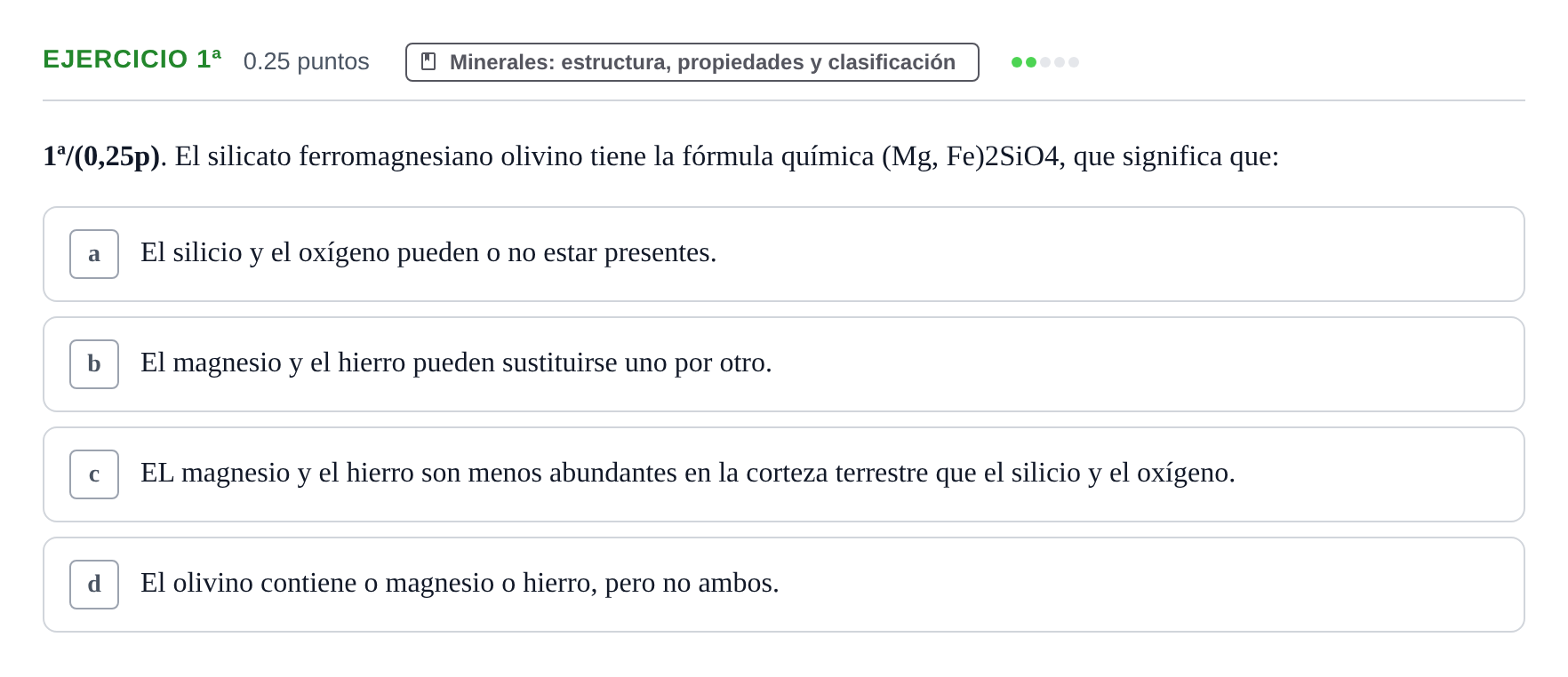 Enunciado: Ejercicio 1ª · Geología y Ciencias Ambientales PAU Castilla-La Mancha Ordinaria 2025