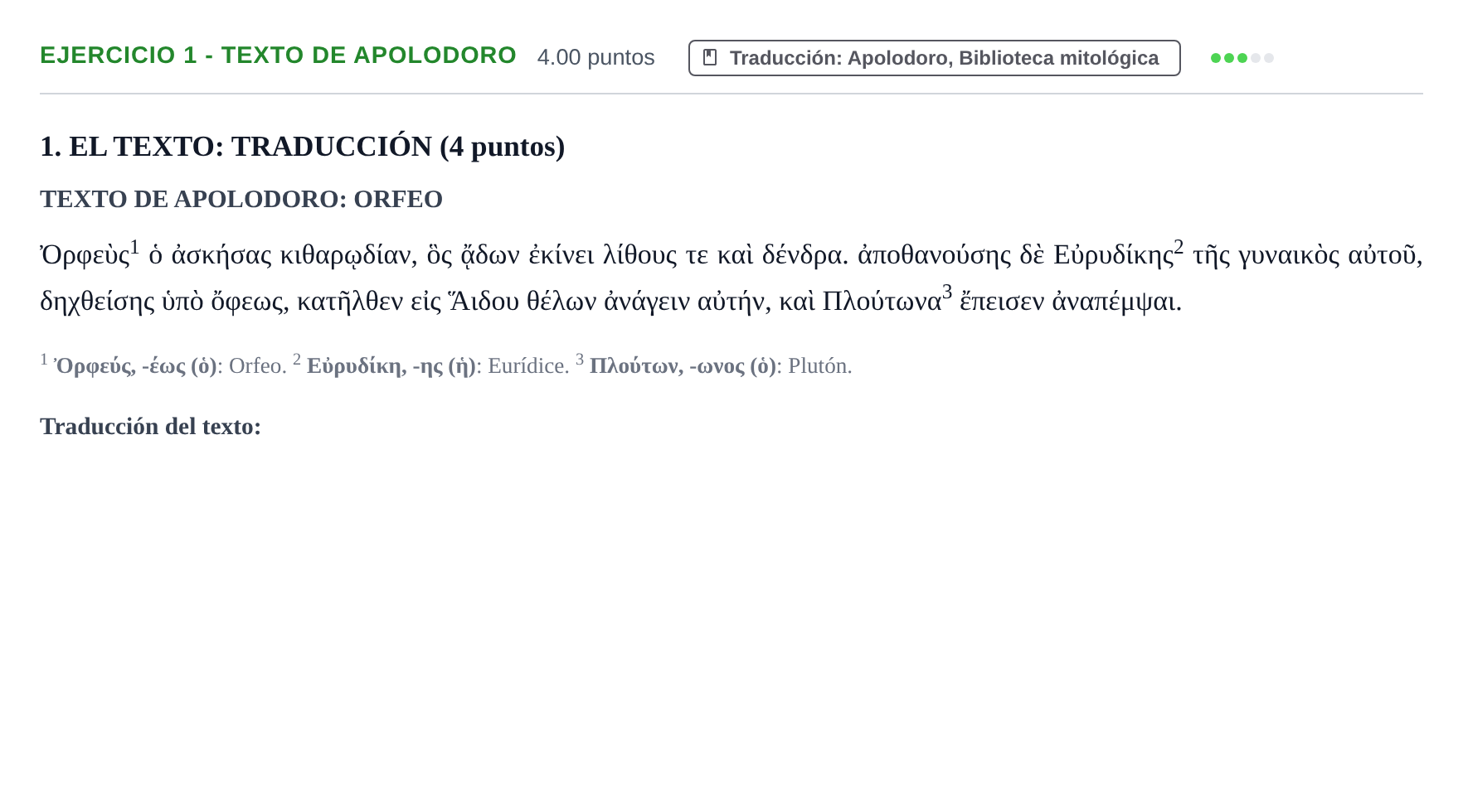 Enunciado: Ejercicio 1 - Texto de Apolodoro · Griego II PAU Castilla-La Mancha Ordinaria 2025
