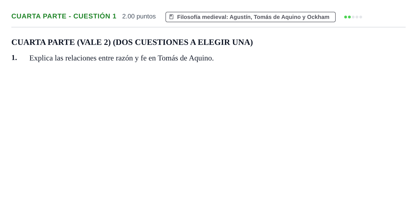 Enunciado: Ejercicio Cuarta parte - Cuestión 1 · Historia de la Filosofía PAU Castilla-La Mancha Extraordinaria 2025