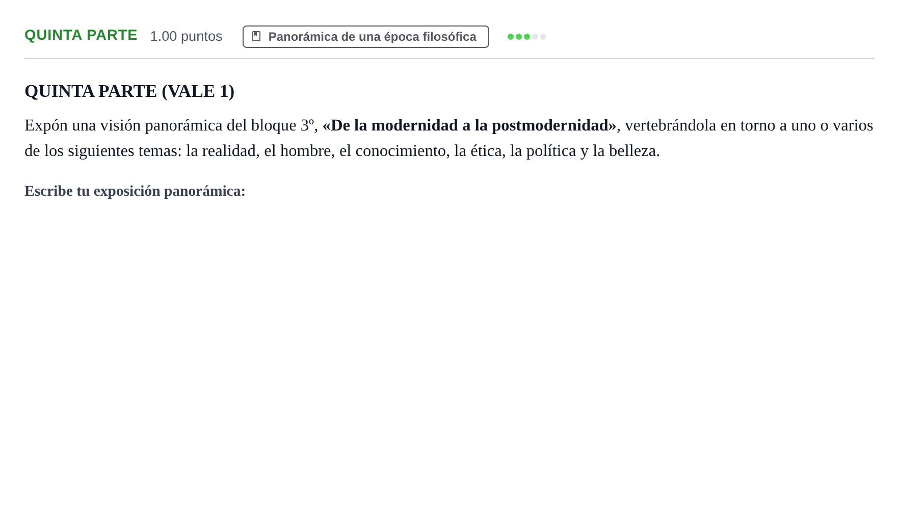 Enunciado: Ejercicio Quinta parte · Historia de la Filosofía PAU Castilla-La Mancha Extraordinaria 2025