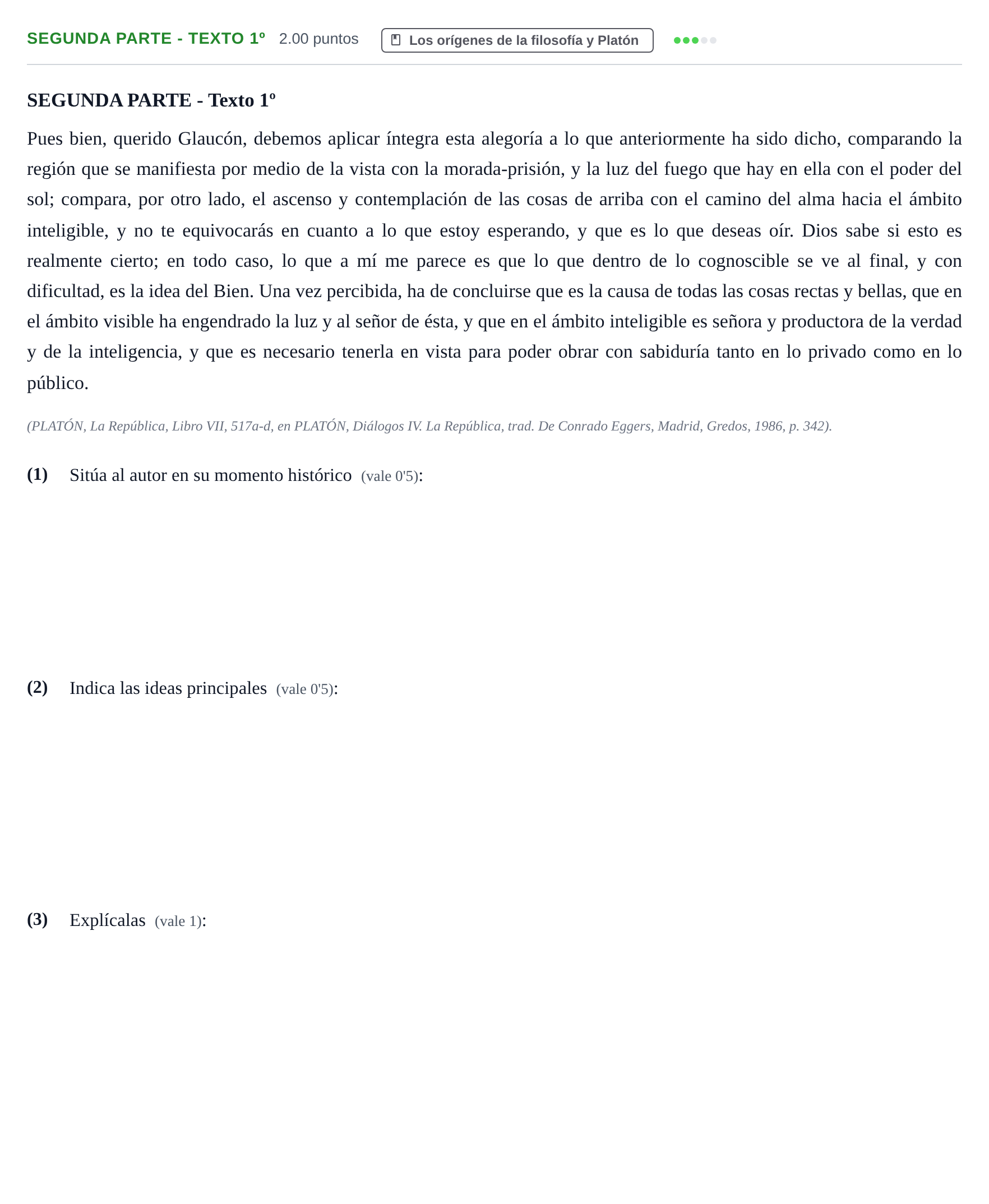 Enunciado: Ejercicio Segunda parte - Texto 1º · Historia de la Filosofía PAU Castilla-La Mancha Extraordinaria 2025