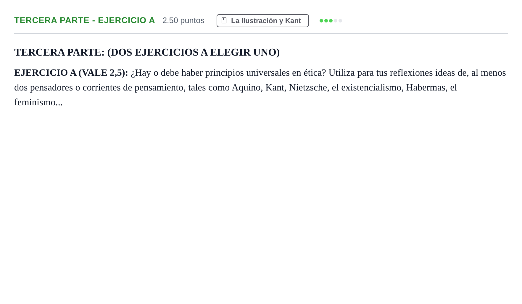 Enunciado: Ejercicio Tercera parte - Ejercicio A · Historia de la Filosofía PAU Castilla-La Mancha Extraordinaria 2025