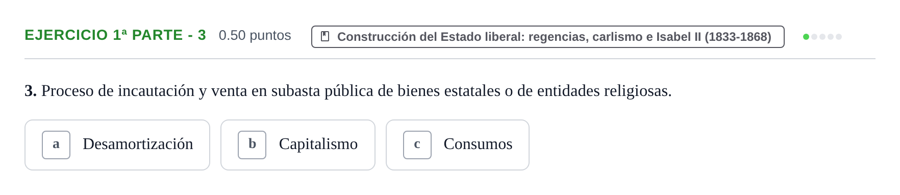Enunciado: Ejercicio 1ª Parte - 3 · Historia de España PAU Castilla-La Mancha Ordinaria 2025
