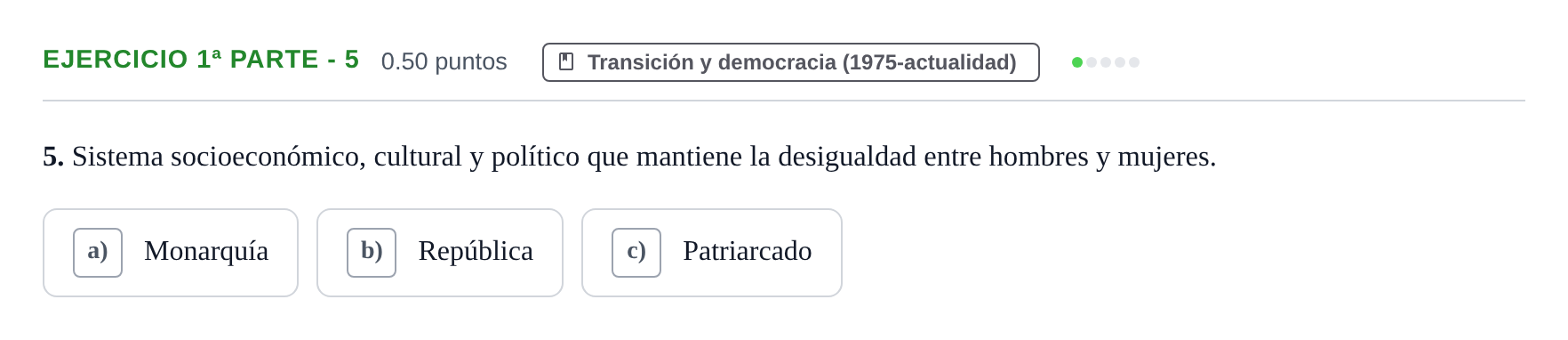 Enunciado: Ejercicio 1ª Parte - 5 · Historia de España PAU Castilla-La Mancha Ordinaria 2025